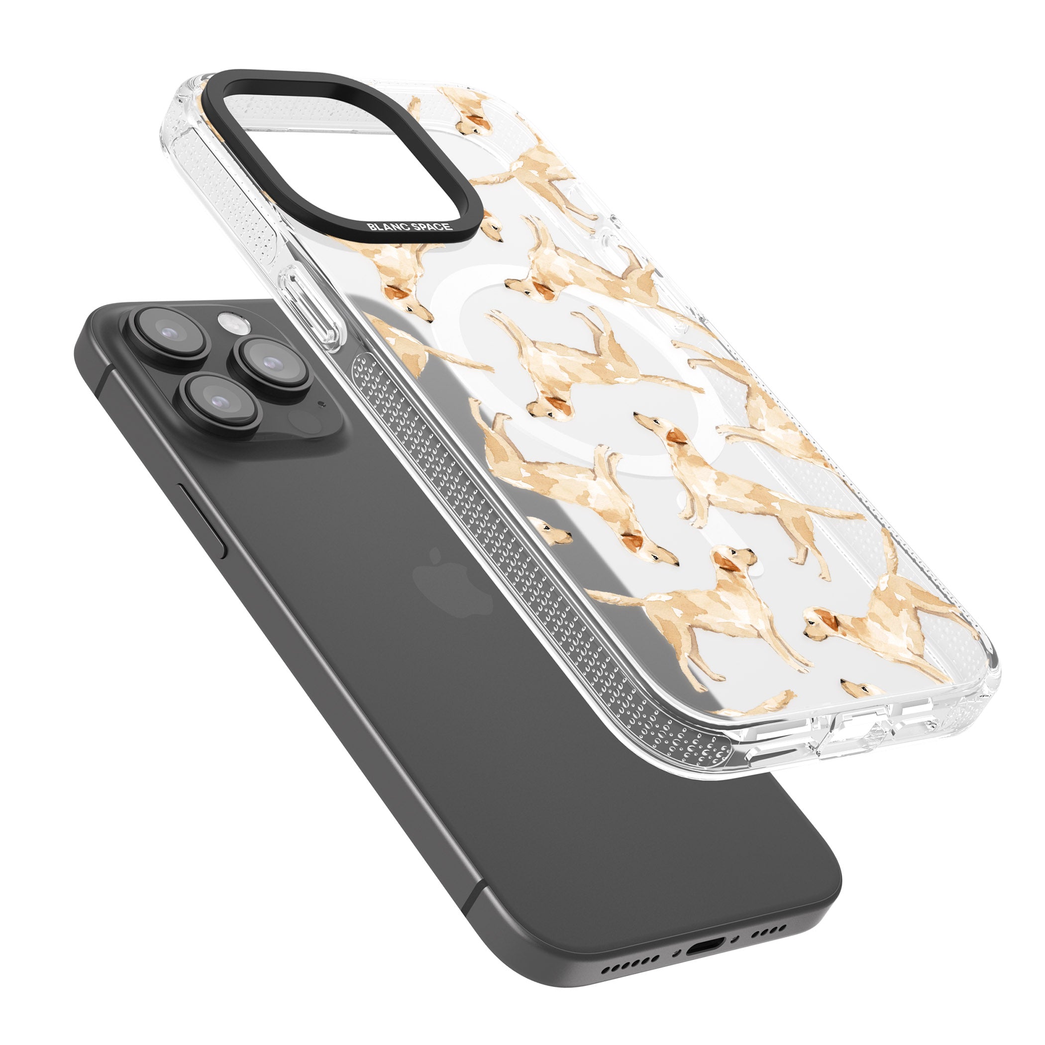 Yellow Labrador Watercolour Dog Pattern iPhone 15 Pro Max / 15 Pro / 14 Pro Max / 14 Pro / 13 Pro Clear Case Impact Air - Blanc Space