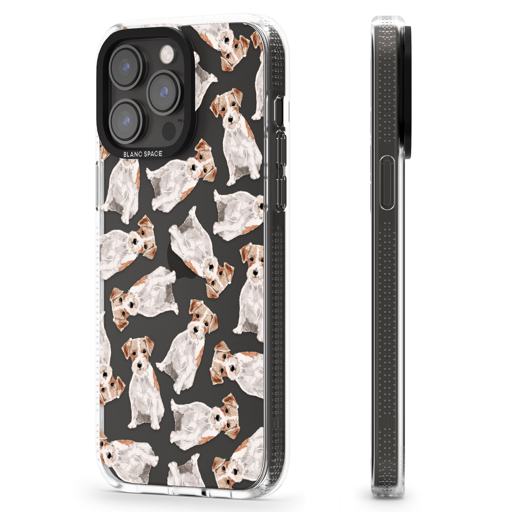 Wirehaired Jack Russell Watercolour Dog Pattern iPhone 15 Pro Max / 15 Pro / 14 Pro Max / 14 Pro / 13 Pro Clear Case Impact Air - Blanc Space