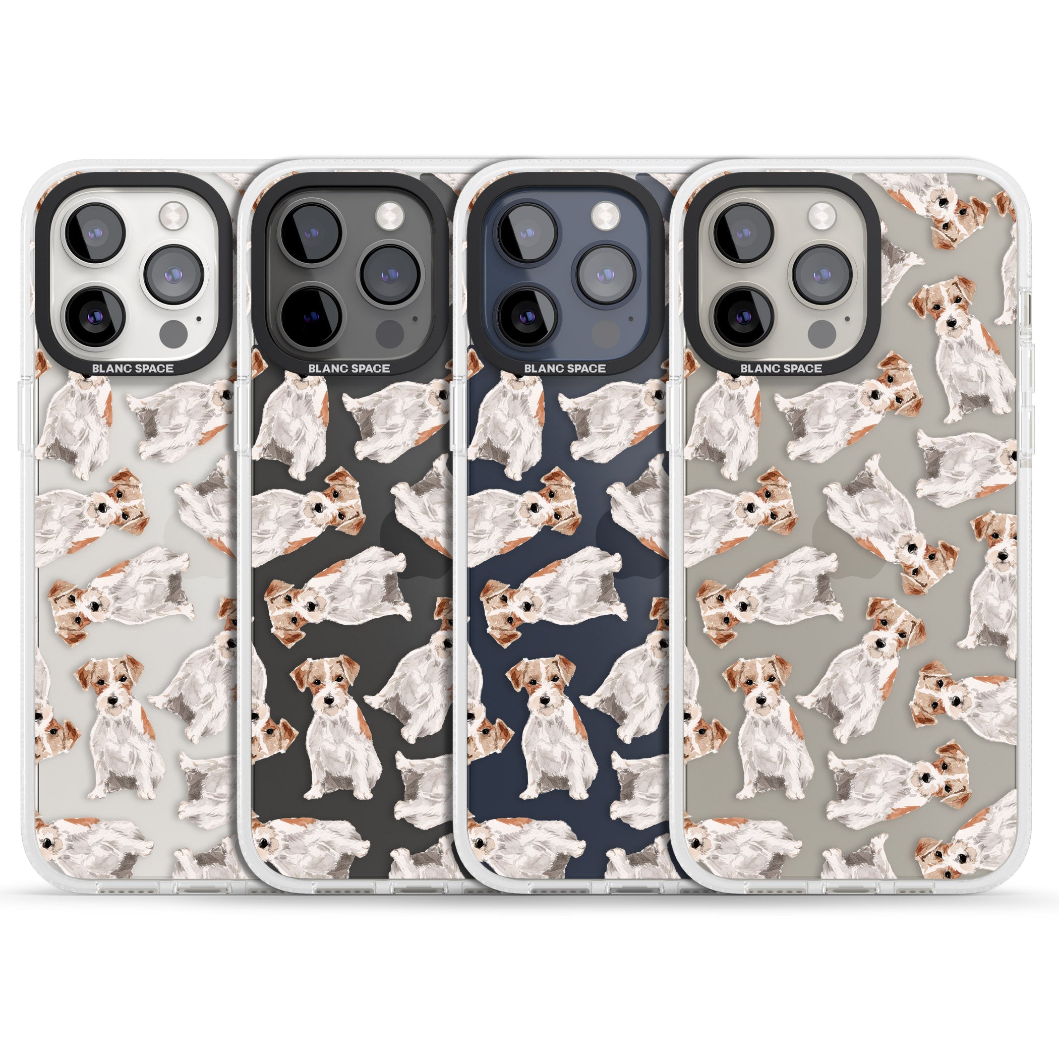 Wirehaired Jack Russell Watercolour Dog Pattern iPhone 15 Pro Max / 15 Pro / 14 Pro Max / 14 Pro / 13 Pro Clear Case Impact Air - Blanc Space