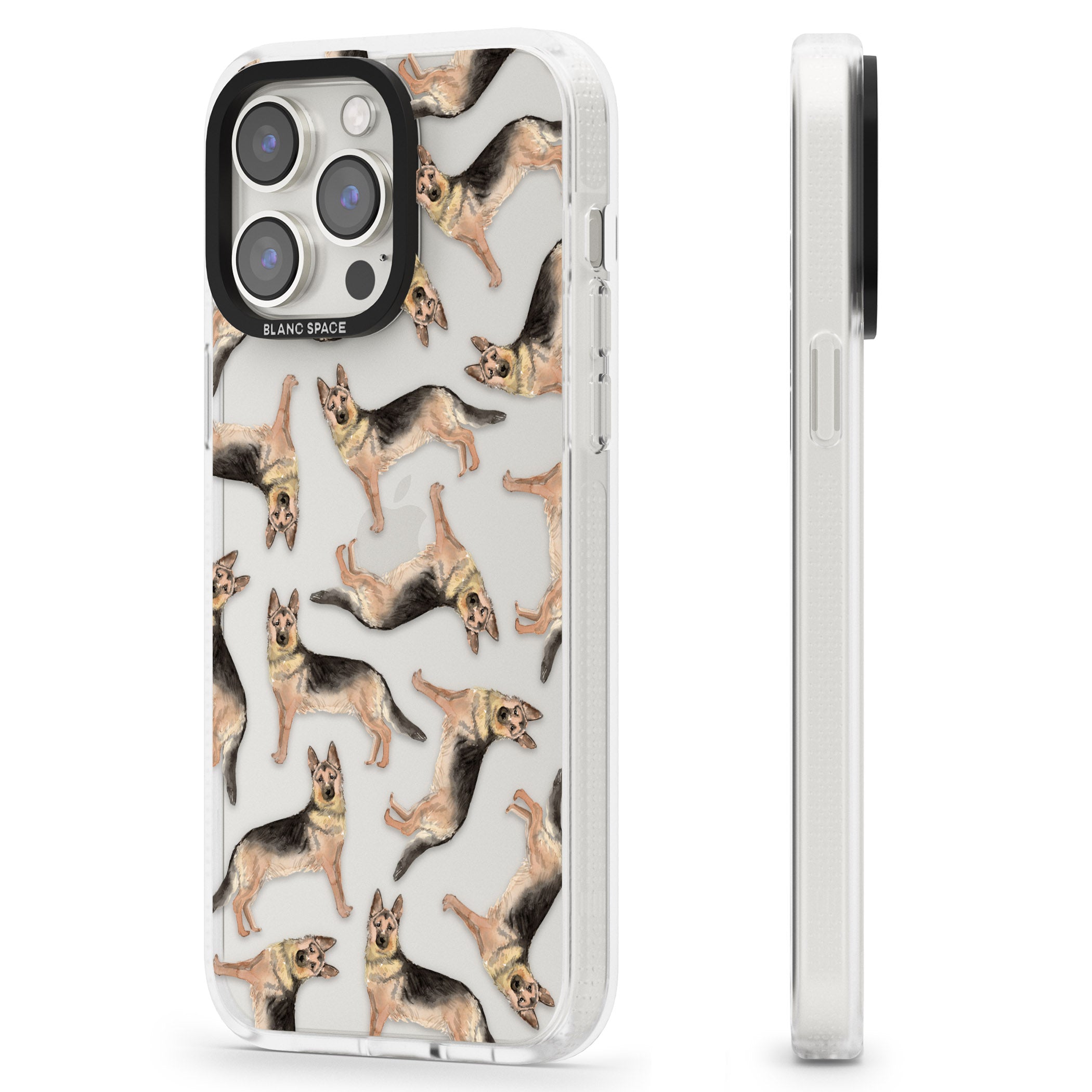 German Shepherd Watercolour Dog Pattern iPhone 15 Pro Max / 15 Pro / 14 Pro Max / 14 Pro / 13 Pro Clear Case Impact Air - Blanc Space