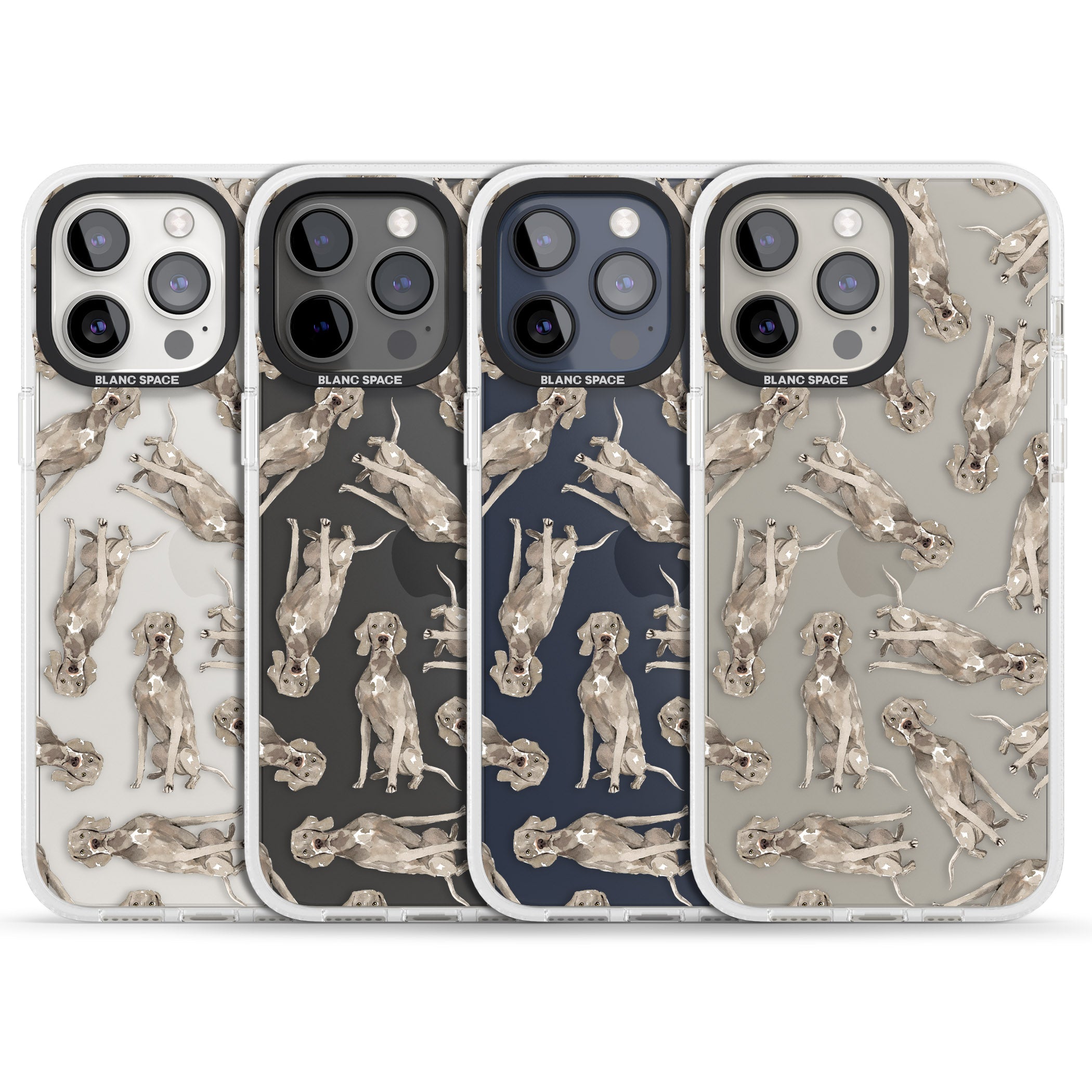 Weimaraner Watercolour Dog Pattern iPhone 15 Pro Max / 15 Pro / 14 Pro Max / 14 Pro / 13 Pro Clear Case Impact Air - Blanc Space