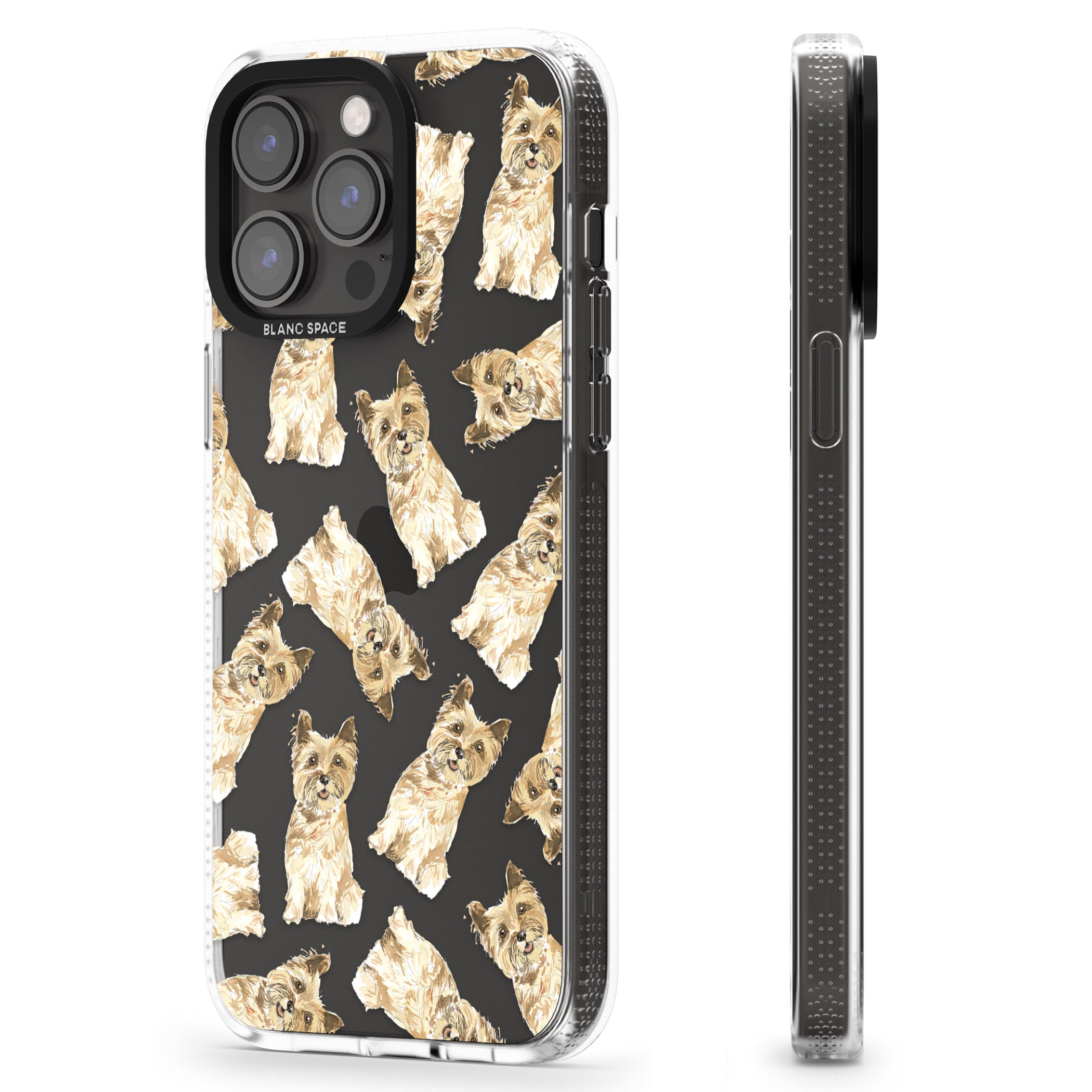 Cairn Terrier Watercolour Dog Pattern iPhone 15 Pro Max / 15 Pro / 14 Pro Max / 14 Pro / 13 Pro Clear Case Impact Air - Blanc Space