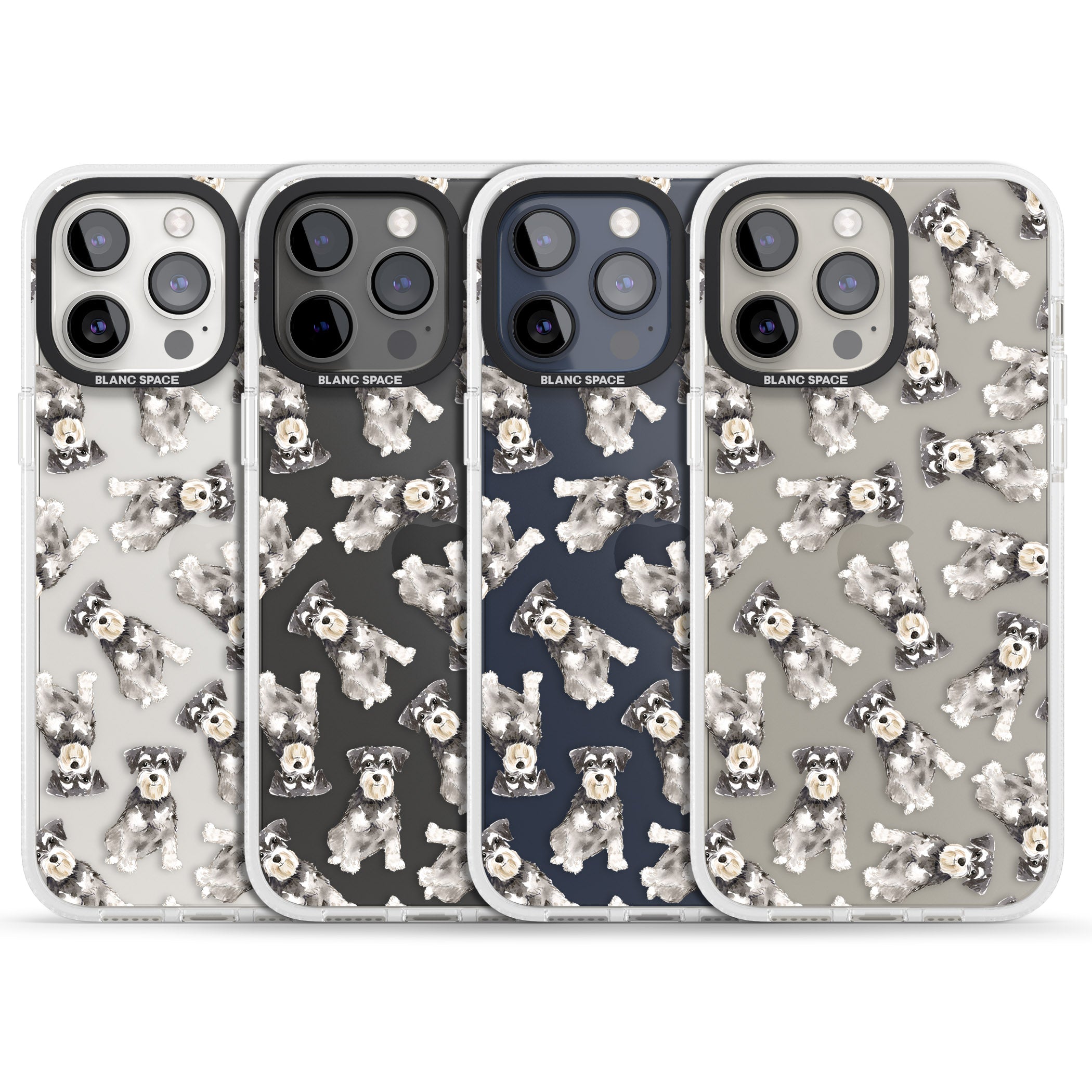 Miniature Schnauzer Watercolour Dog Pattern iPhone 15 Pro Max / 15 Pro / 14 Pro Max / 14 Pro / 13 Pro Clear Case Impact Air - Blanc Space