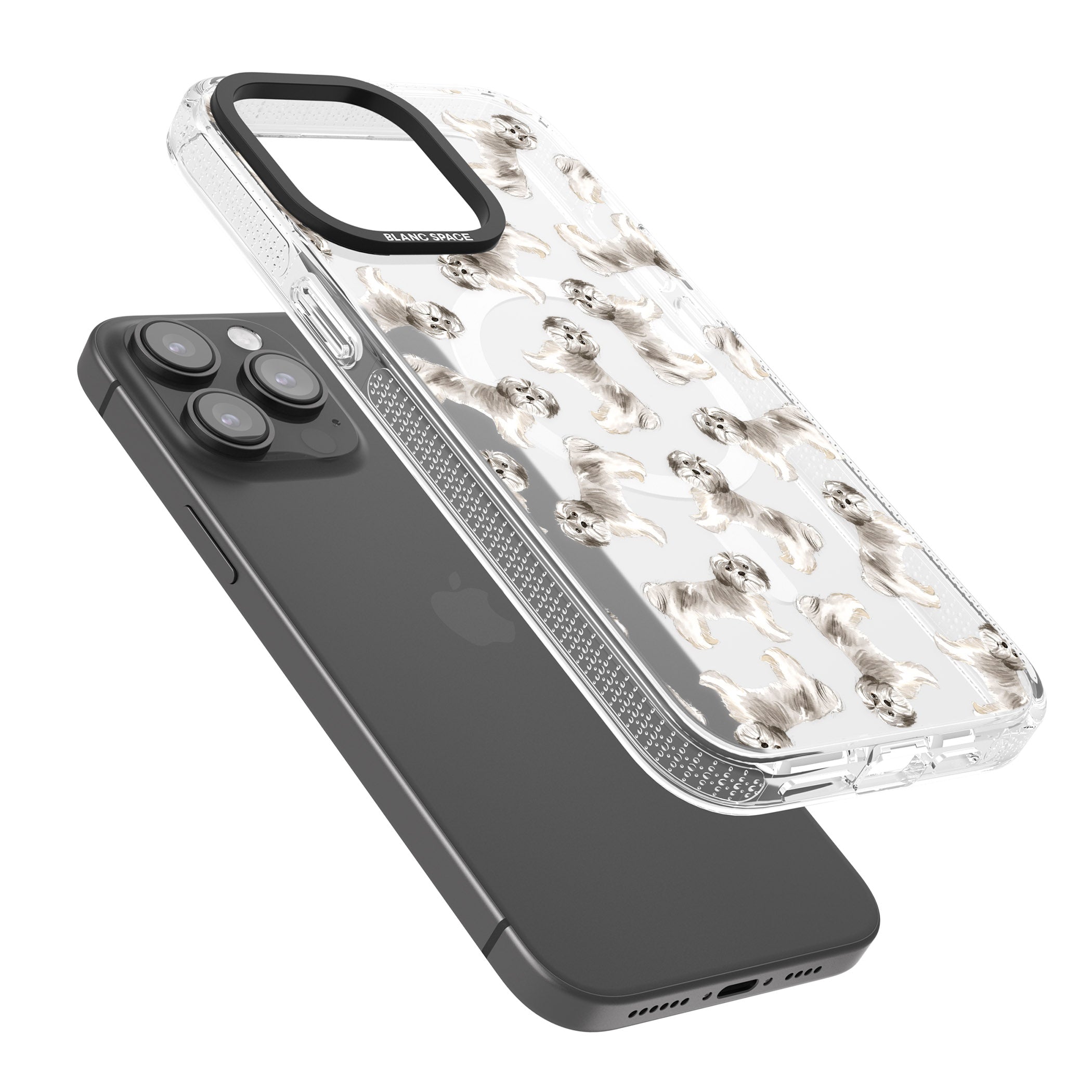 Shih tzu (Short Hair) Watercolour Dog Pattern iPhone 15 Pro Max / 15 Pro / 14 Pro Max / 14 Pro / 13 Pro Clear Case Impact Air - Blanc Space