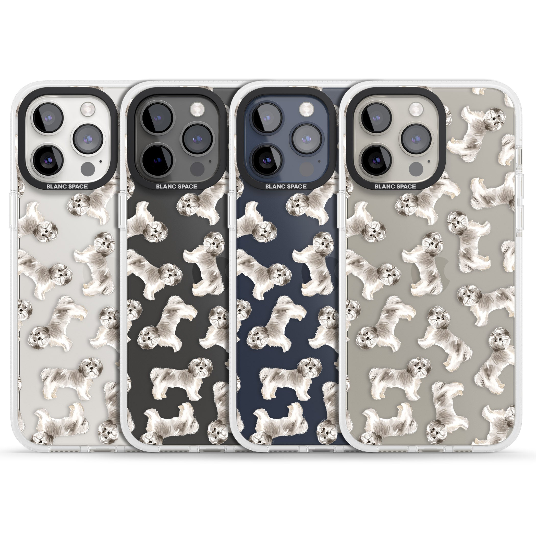 Shih tzu (Short Hair) Watercolour Dog Pattern iPhone 15 Pro Max / 15 Pro / 14 Pro Max / 14 Pro / 13 Pro Clear Case Impact Air - Blanc Space