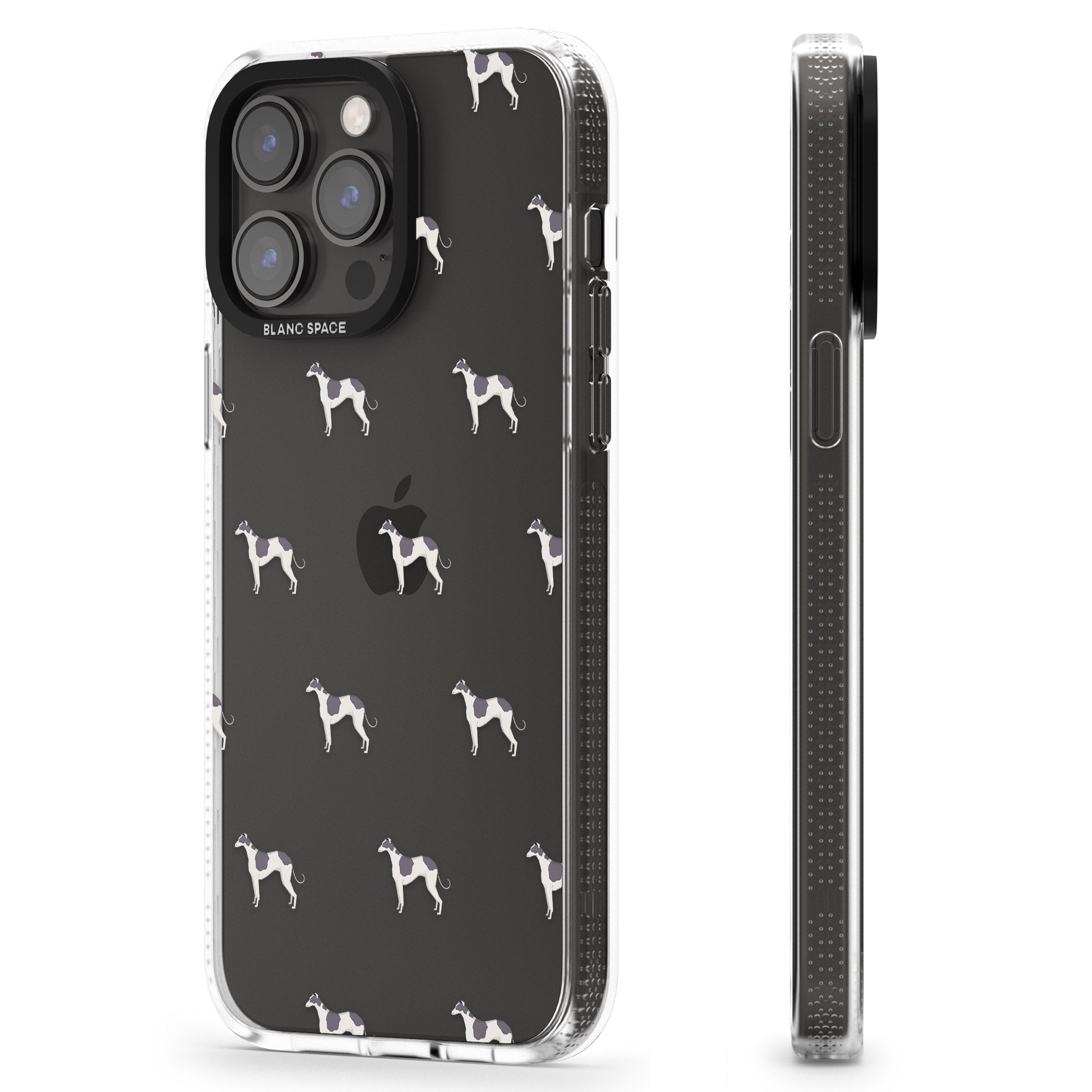 Greyhound Dog Pattern Clear iPhone 15 Pro Max / 15 Pro / 14 Pro Max / 14 Pro / 13 Pro Clear Case Impact Air - Blanc Space