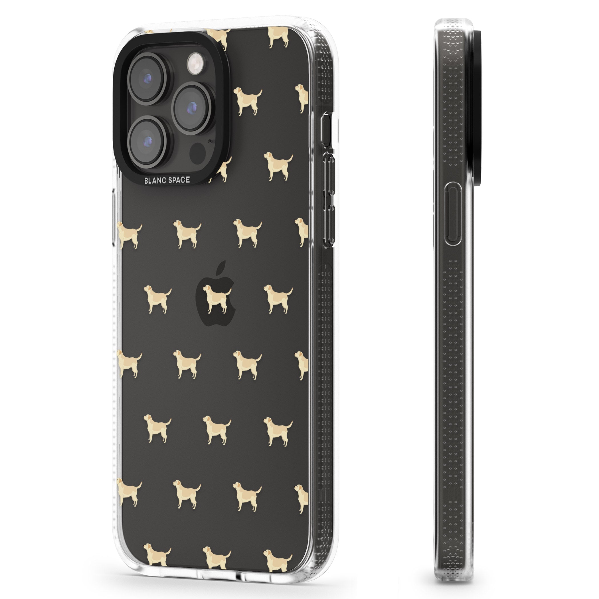 Tan Labrador Dog Pattern Clear iPhone 15 Pro Max / 15 Pro / 14 Pro Max / 14 Pro / 13 Pro Clear Case Impact Air - Blanc Space