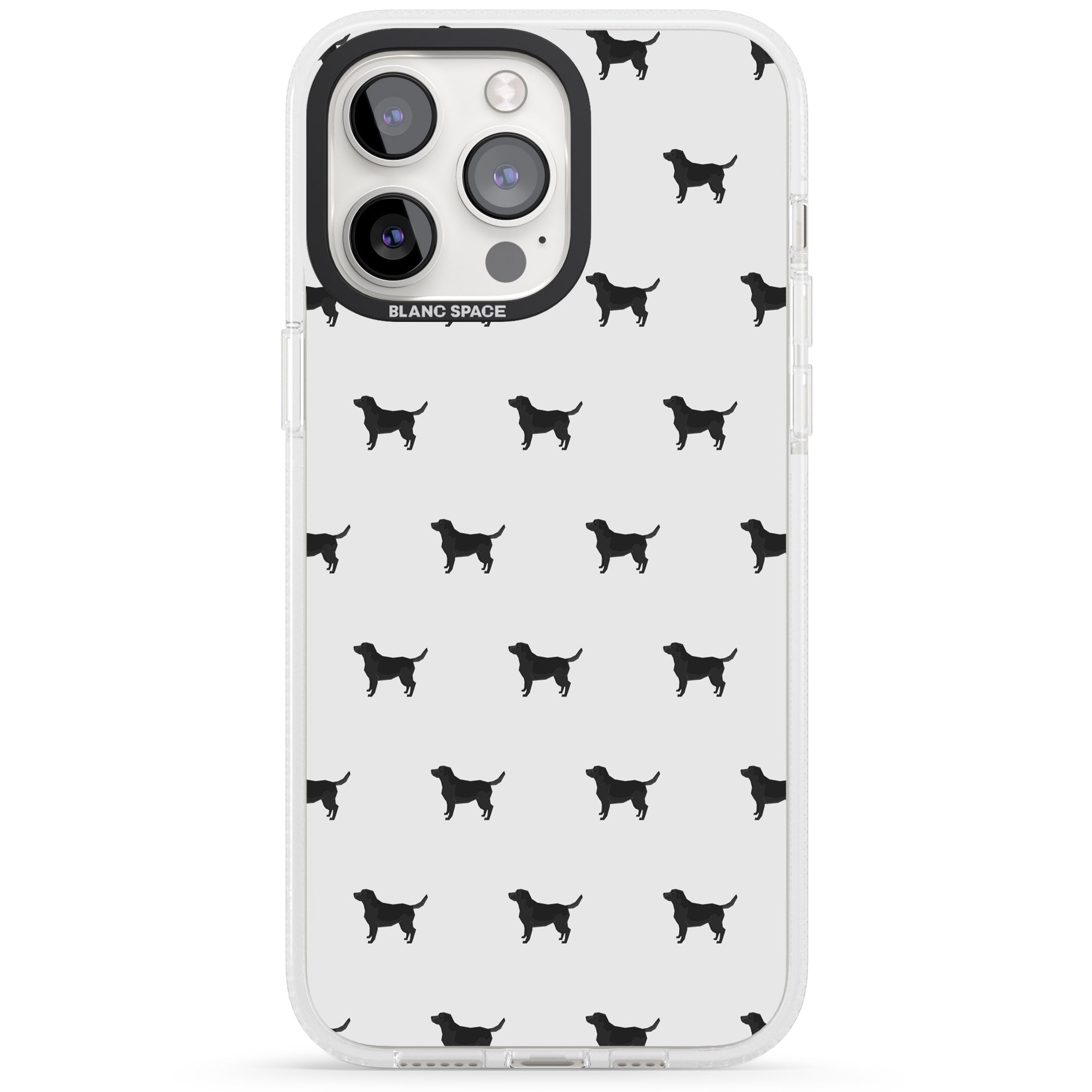 Black Labrador Dog Pattern iPhone 15 Pro Max / 15 Pro / 14 Pro Max / 14 Pro / 13 Pro Clear Case Impact Air - Blanc Space