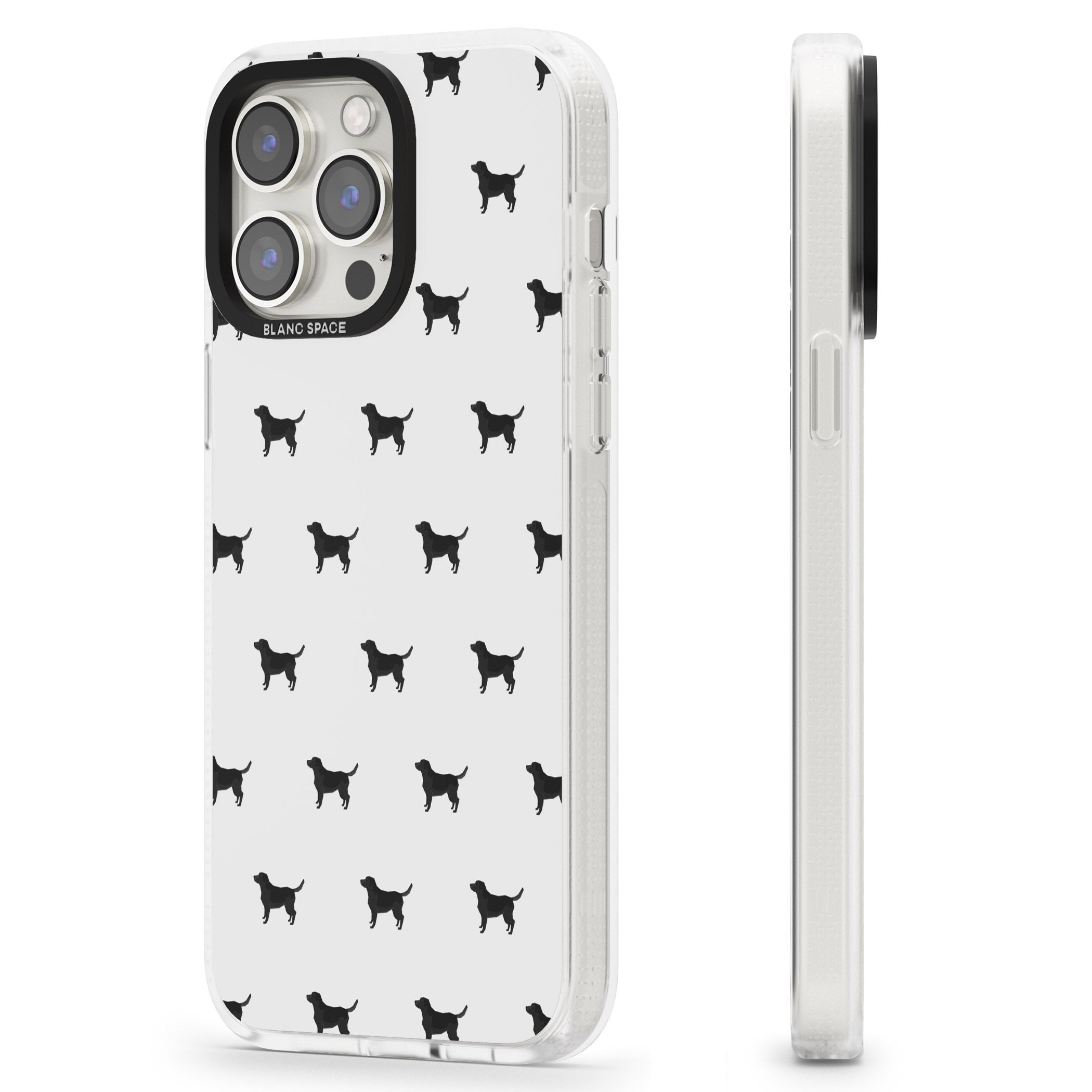 Black Labrador Dog Pattern iPhone 15 Pro Max / 15 Pro / 14 Pro Max / 14 Pro / 13 Pro Clear Case Impact Air - Blanc Space