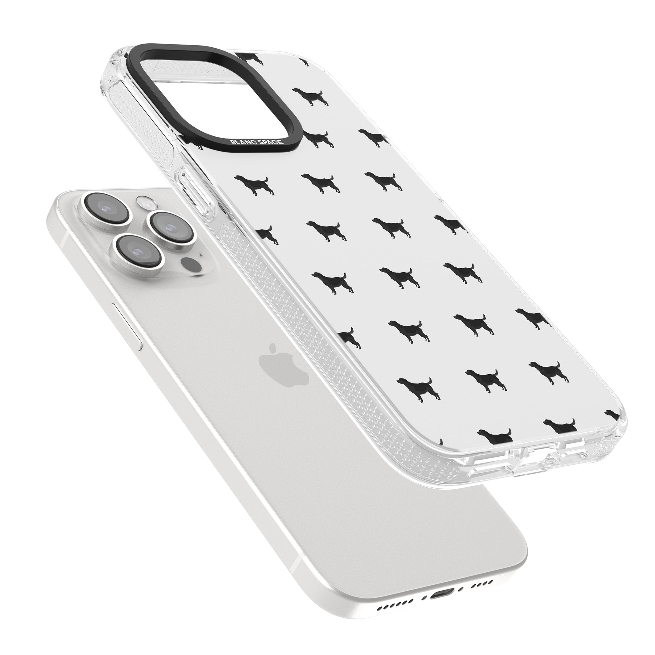 Black Labrador Dog Pattern iPhone 15 Pro Max / 15 Pro / 14 Pro Max / 14 Pro / 13 Pro Clear Case Impact Air - Blanc Space