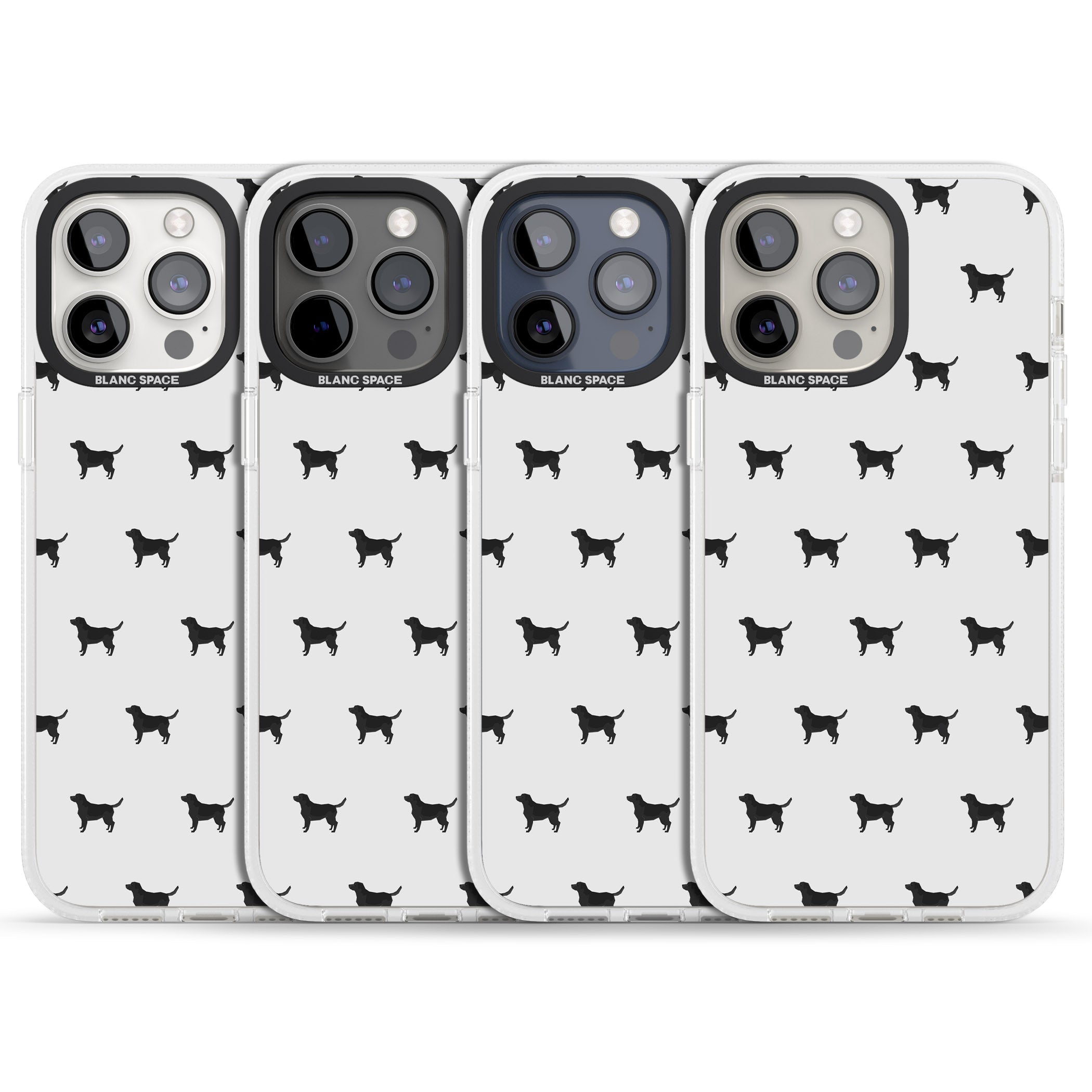 Black Labrador Dog Pattern iPhone 15 Pro Max / 15 Pro / 14 Pro Max / 14 Pro / 13 Pro Clear Case Impact Air - Blanc Space