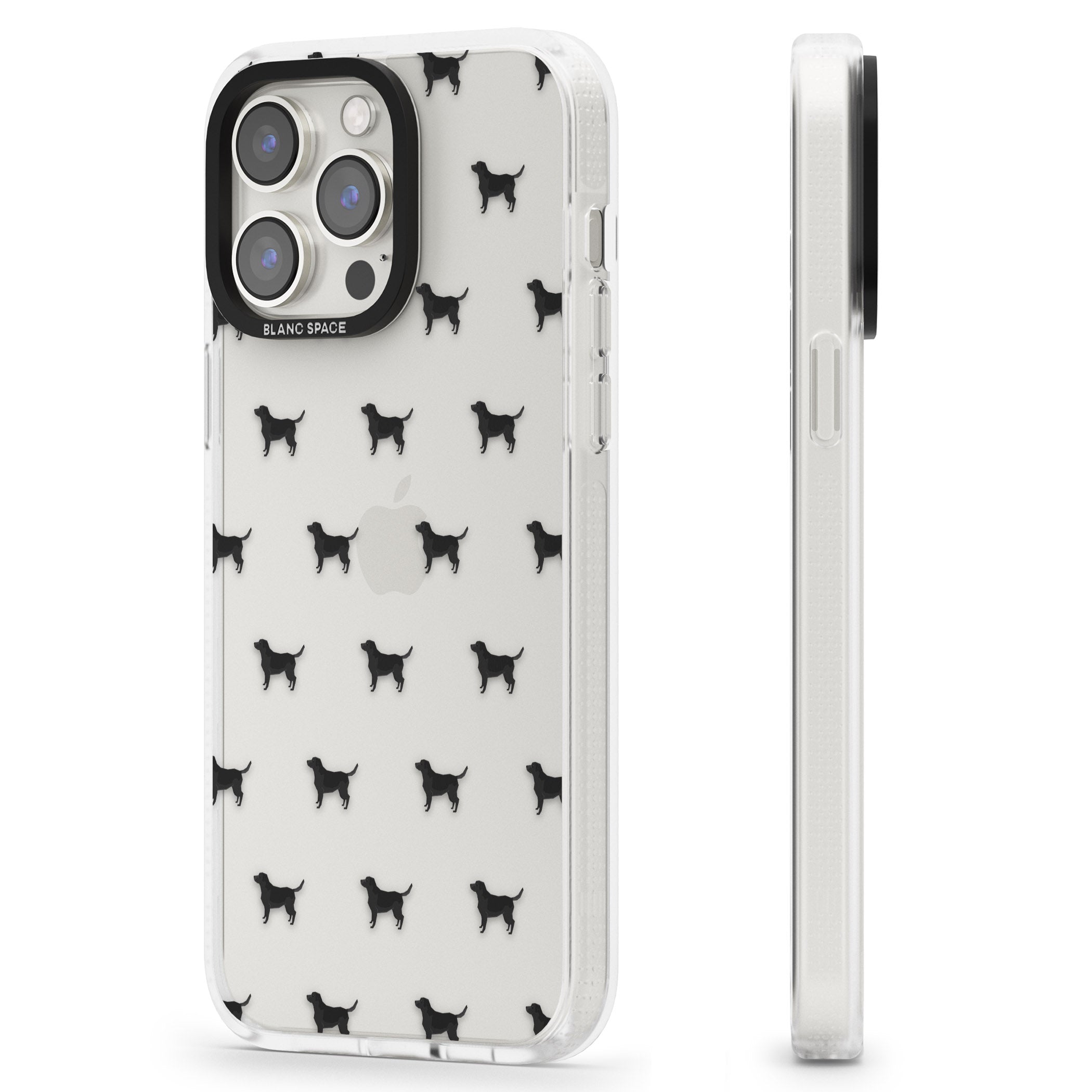 Black Labrador Dog Pattern Clear iPhone 15 Pro Max / 15 Pro / 14 Pro Max / 14 Pro / 13 Pro Clear Case Impact Air - Blanc Space