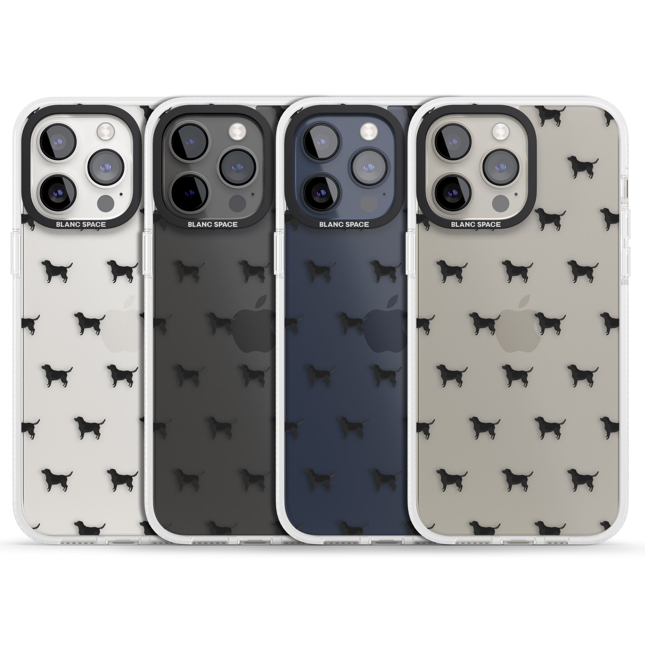 Black Labrador Dog Pattern Clear iPhone 15 Pro Max / 15 Pro / 14 Pro Max / 14 Pro / 13 Pro Clear Case Impact Air - Blanc Space