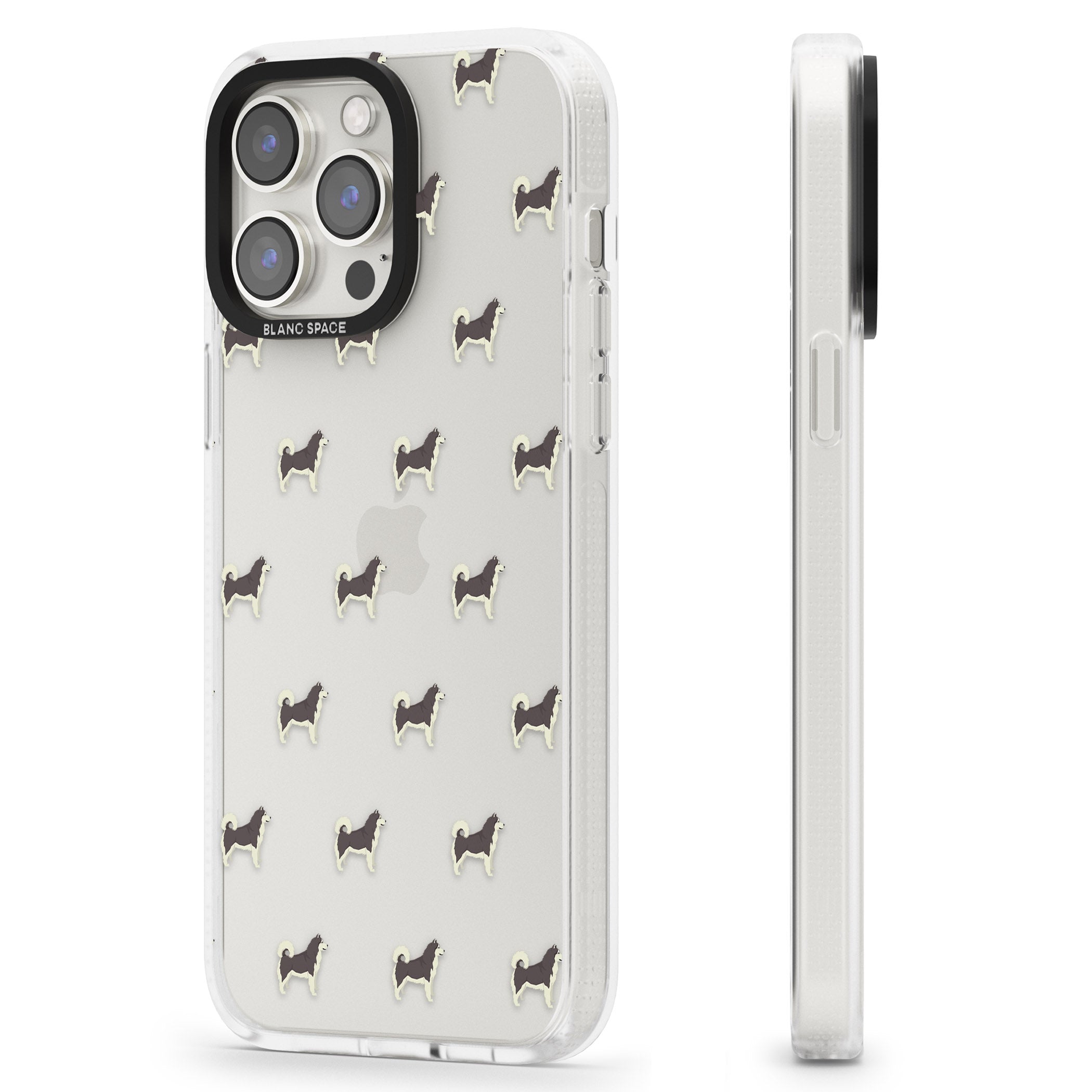 Alaskan Malamute Dog Pattern Clear iPhone 15 Pro Max / 15 Pro / 14 Pro Max / 14 Pro / 13 Pro Clear Case Impact Air - Blanc Space