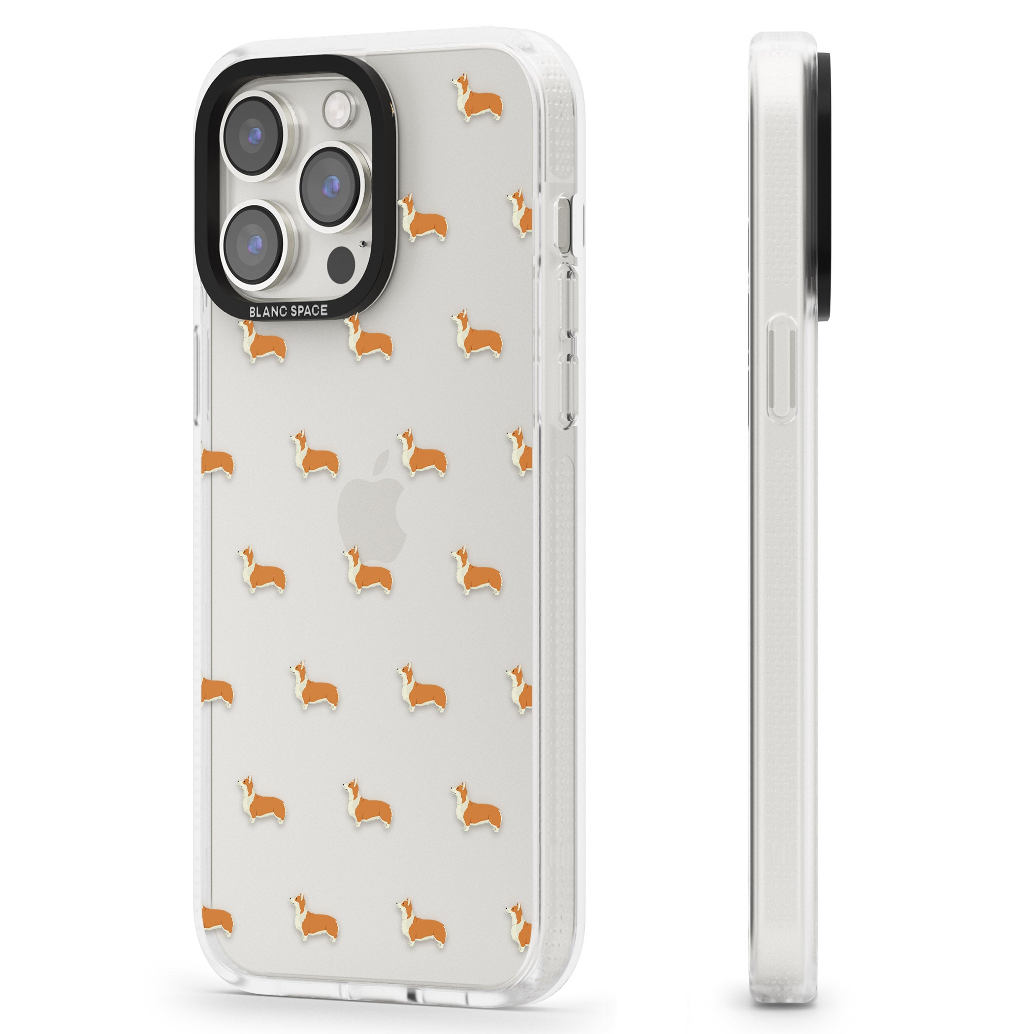 Pembroke Welsh Corgi Dog Pattern Clear iPhone 15 Pro Max / 15 Pro / 14 Pro Max / 14 Pro / 13 Pro Clear Case Impact Air - Blanc Space