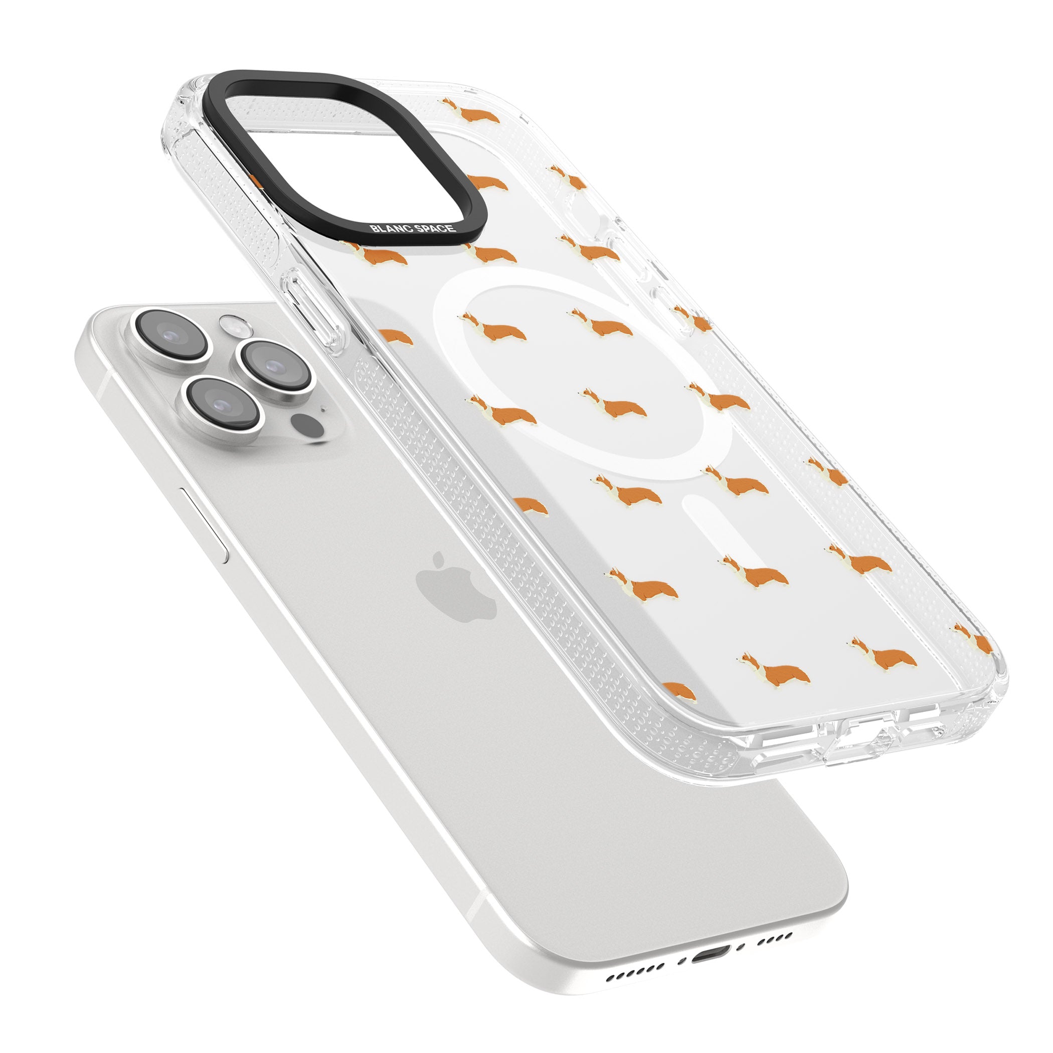 Pembroke Welsh Corgi Dog Pattern Clear iPhone 15 Pro Max / 15 Pro / 14 Pro Max / 14 Pro / 13 Pro Clear Case Impact Air - Blanc Space