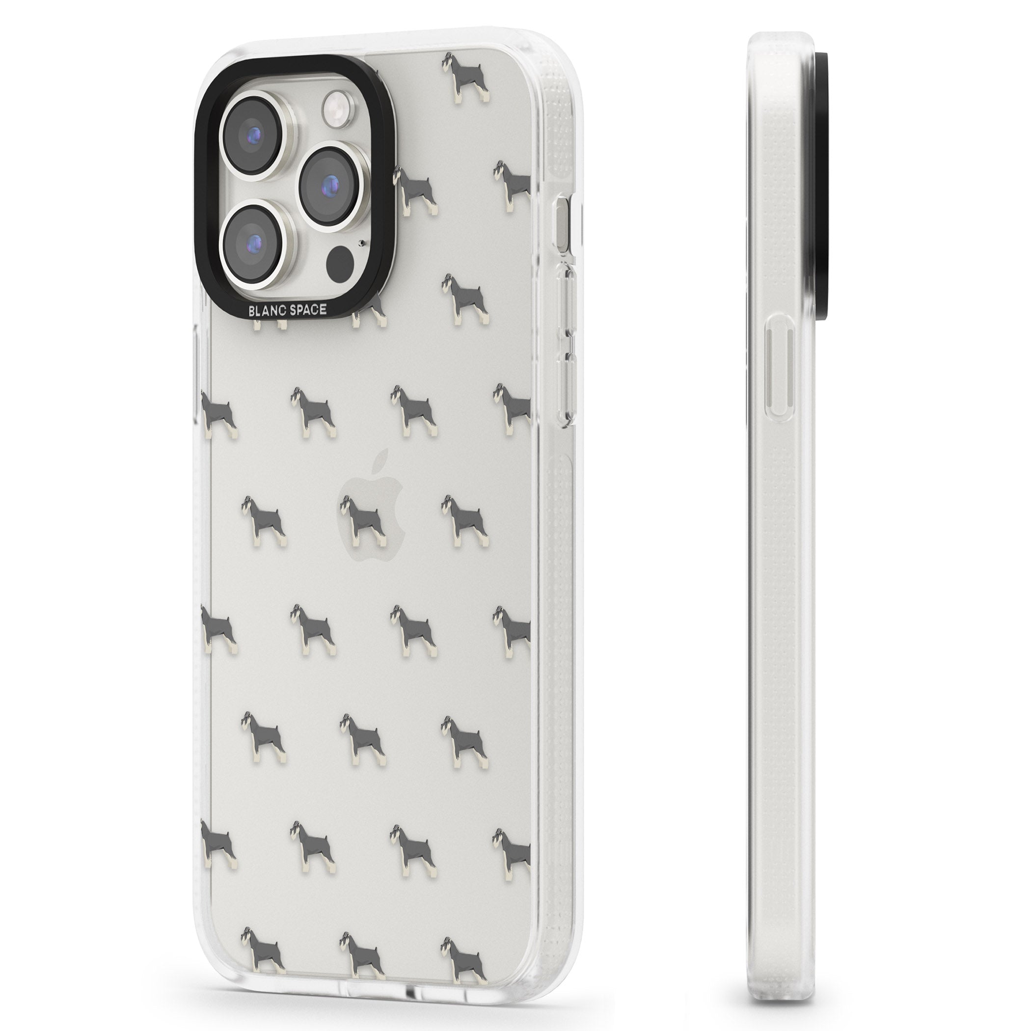 Schnauzer Dog Pattern Clear iPhone 15 Pro Max / 15 Pro / 14 Pro Max / 14 Pro / 13 Pro Clear Case Impact Air - Blanc Space