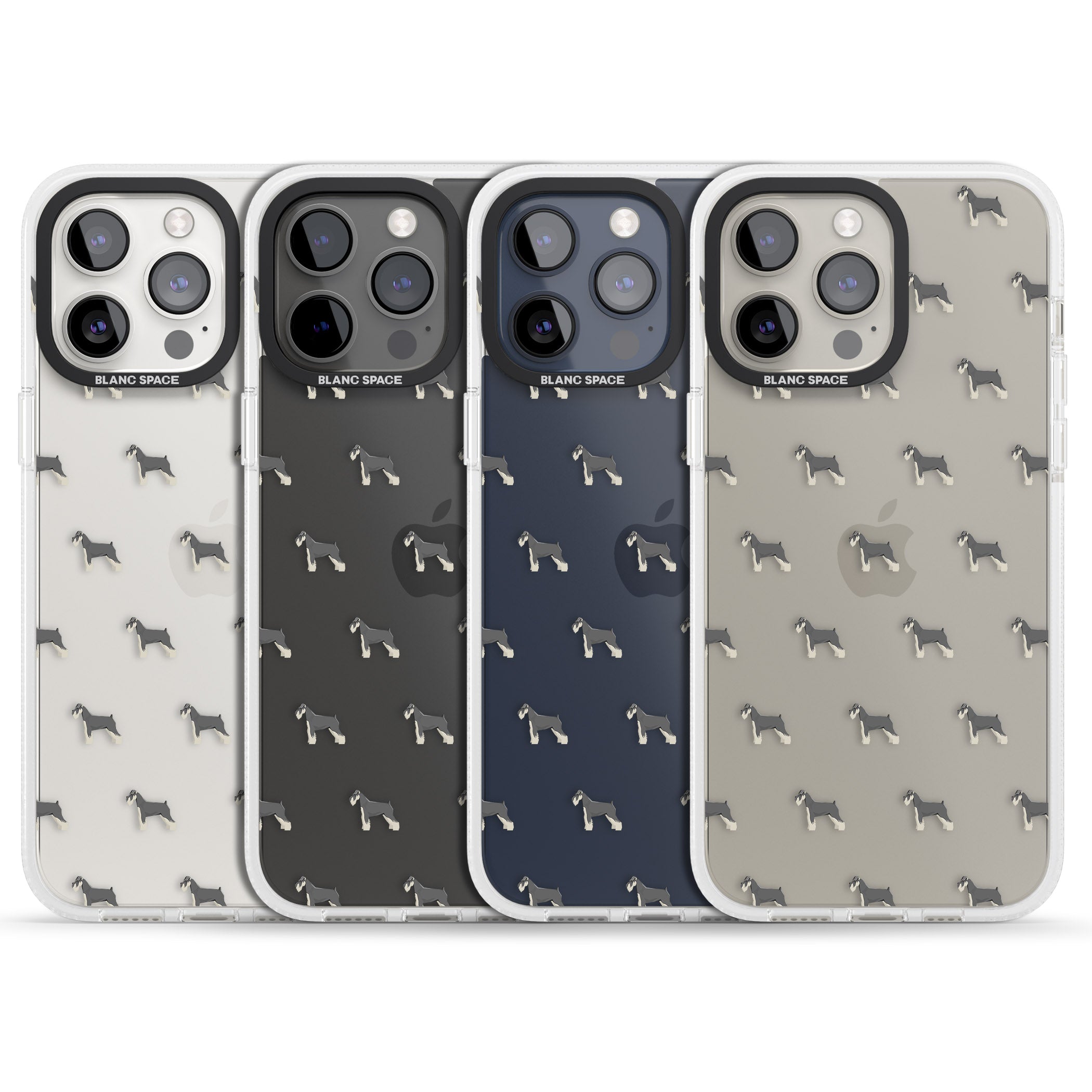 Schnauzer Dog Pattern Clear iPhone 15 Pro Max / 15 Pro / 14 Pro Max / 14 Pro / 13 Pro Clear Case Impact Air - Blanc Space