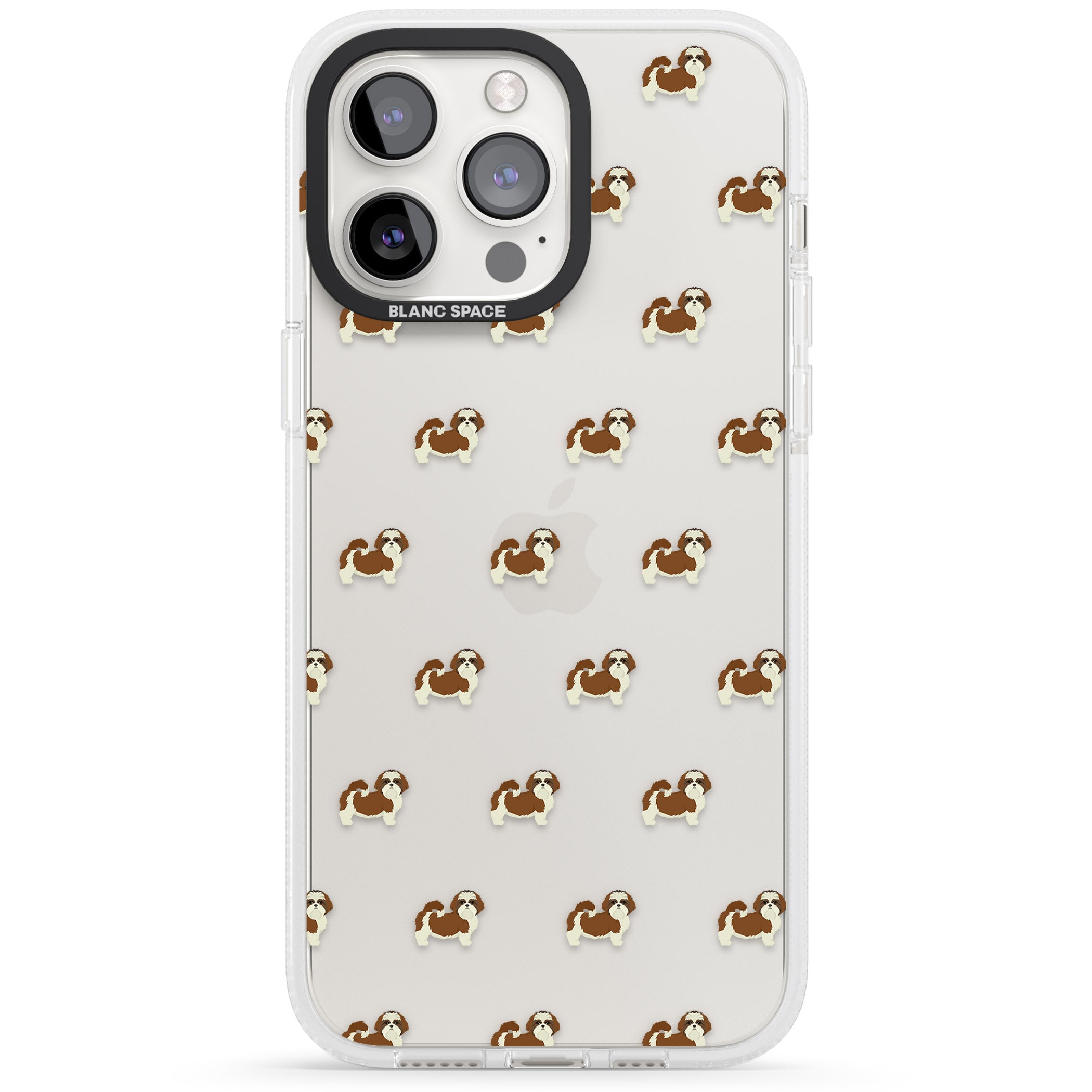 Shih Tzu Dog Pattern Clear iPhone 15 Pro Max / 15 Pro / 14 Pro Max / 14 Pro / 13 Pro Clear Case Impact Air - Blanc Space