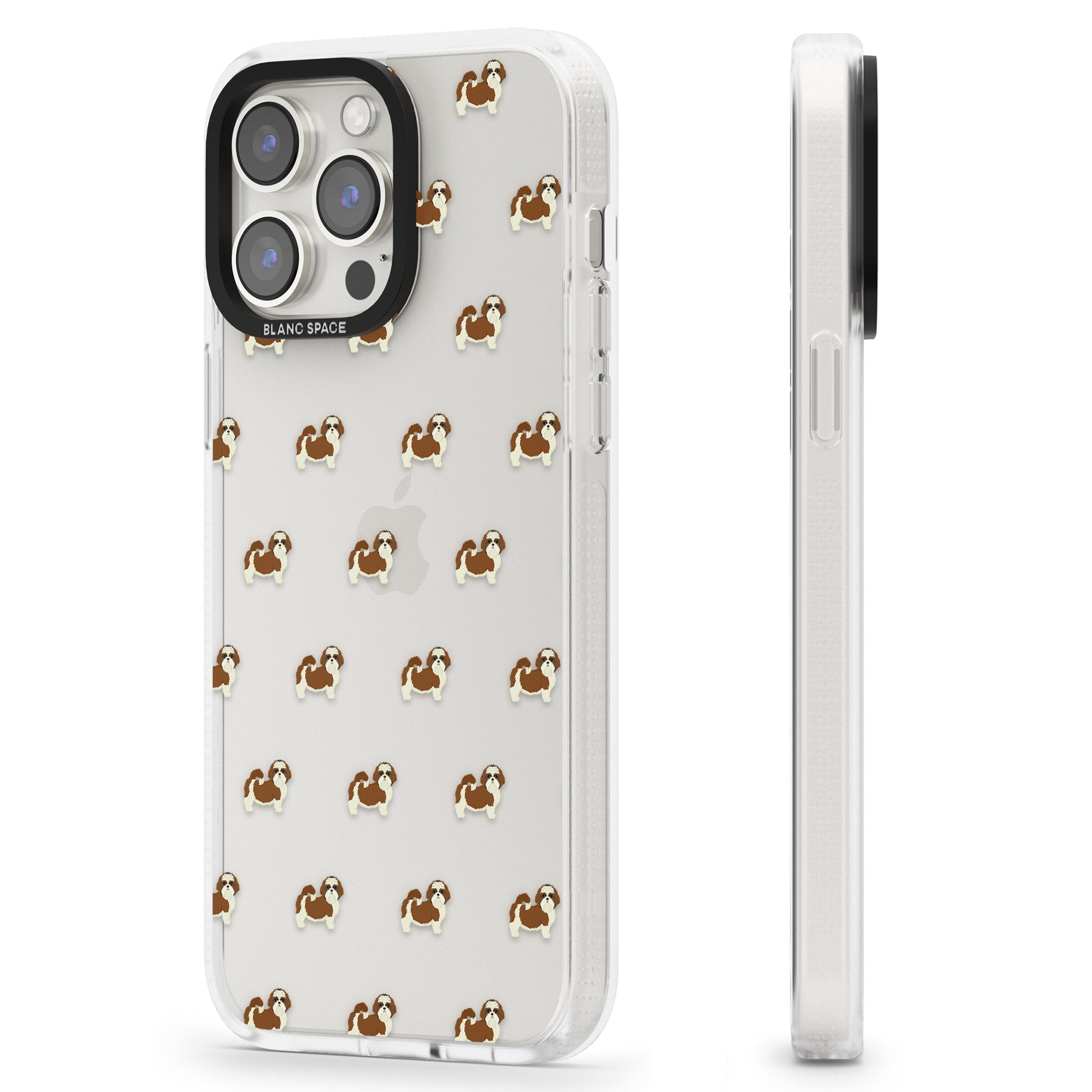 Shih Tzu Dog Pattern Clear iPhone 15 Pro Max / 15 Pro / 14 Pro Max / 14 Pro / 13 Pro Clear Case Impact Air - Blanc Space