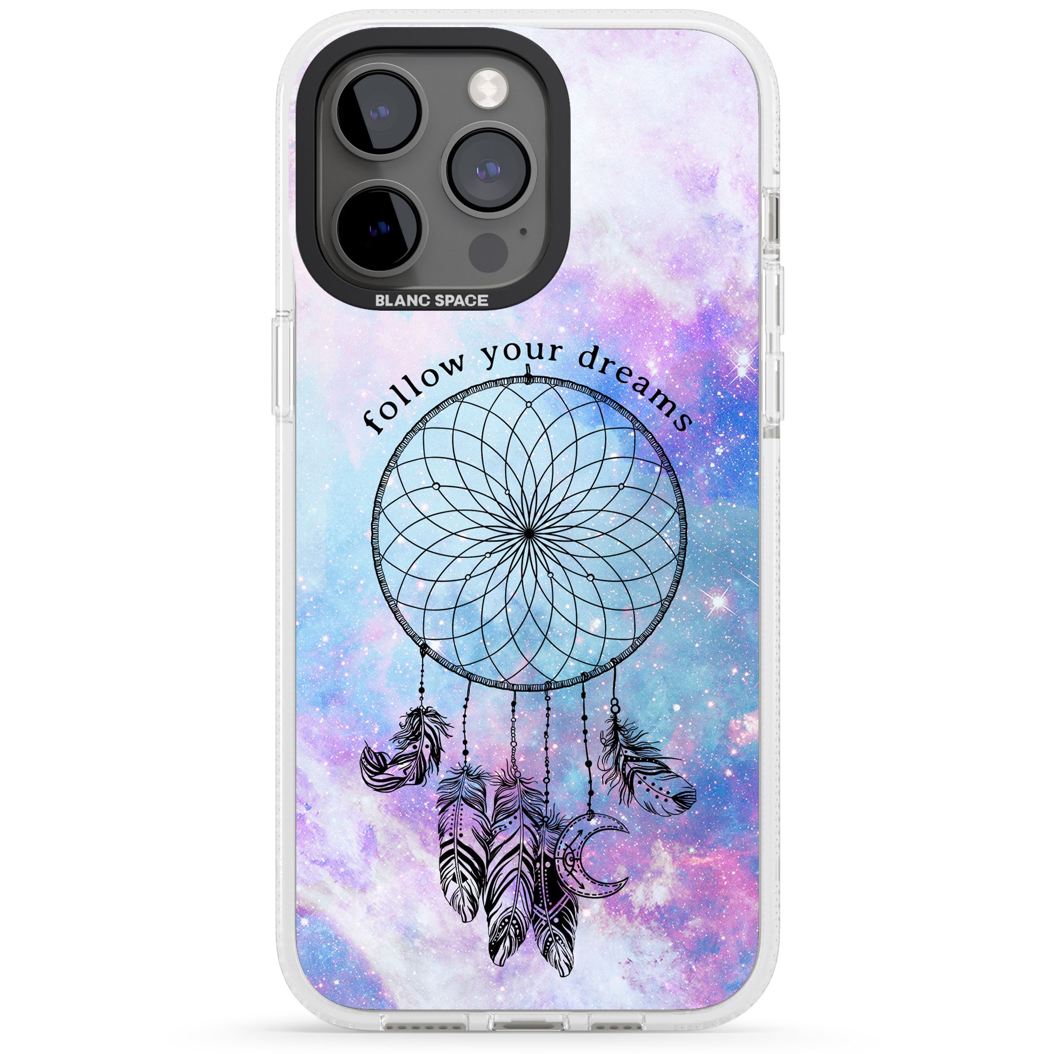 Simple Galaxy Pattern Dreamcatcher iPhone 15 Pro Max / 15 Pro / 14 Pro Max / 14 Pro / 13 Pro Clear Case Impact Air - Blanc Space