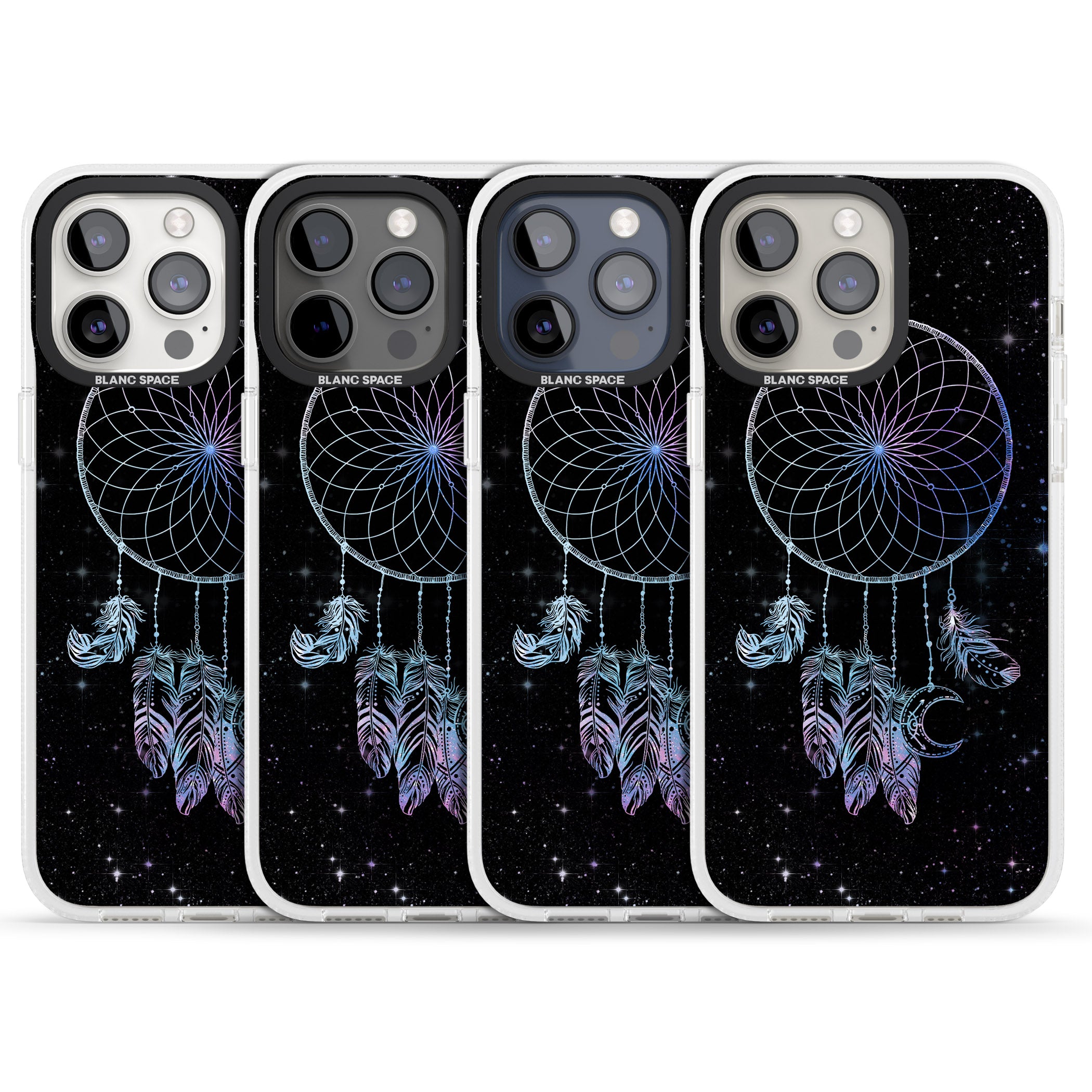 Dreamcatcher Space Stars Galaxy Print iPhone 15 Pro Max / 15 Pro / 14 Pro Max / 14 Pro / 13 Pro Clear Case Impact Air - Blanc Space
