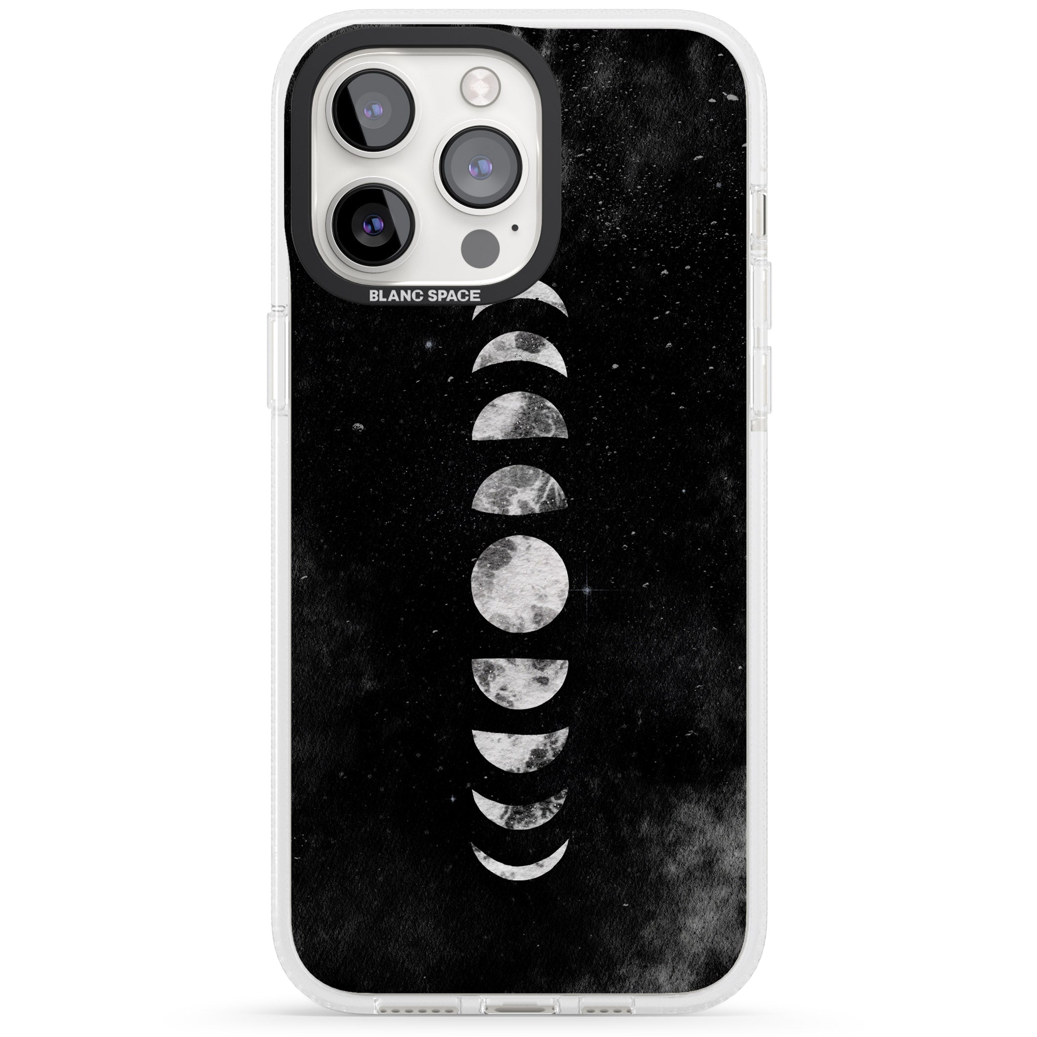 Watercolour Moon Phases iPhone 15 Pro Max / 15 Pro / 14 Pro Max / 14 Pro / 13 Pro Clear Case Impact Air - Blanc Space