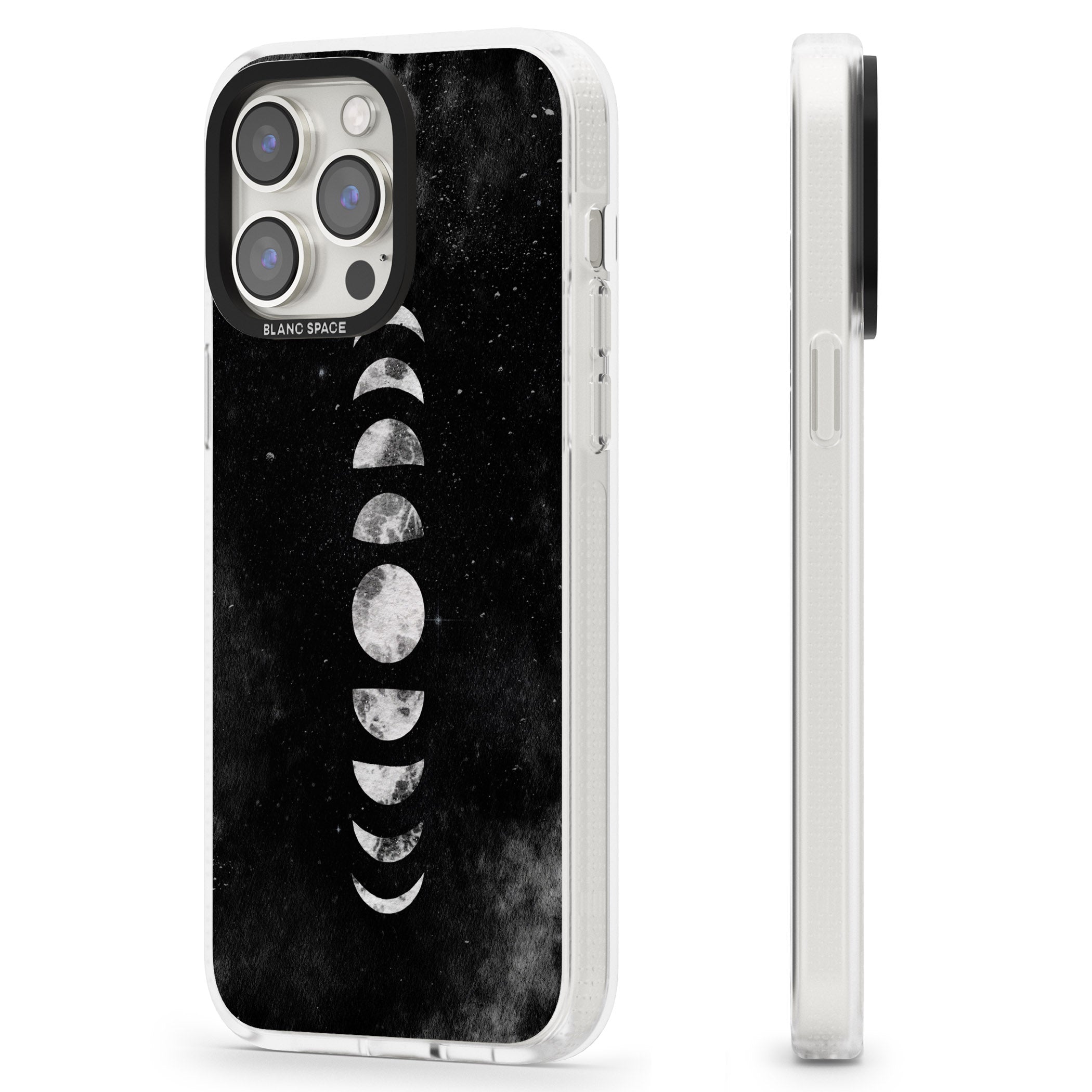 Watercolour Moon Phases iPhone 15 Pro Max / 15 Pro / 14 Pro Max / 14 Pro / 13 Pro Clear Case Impact Air - Blanc Space