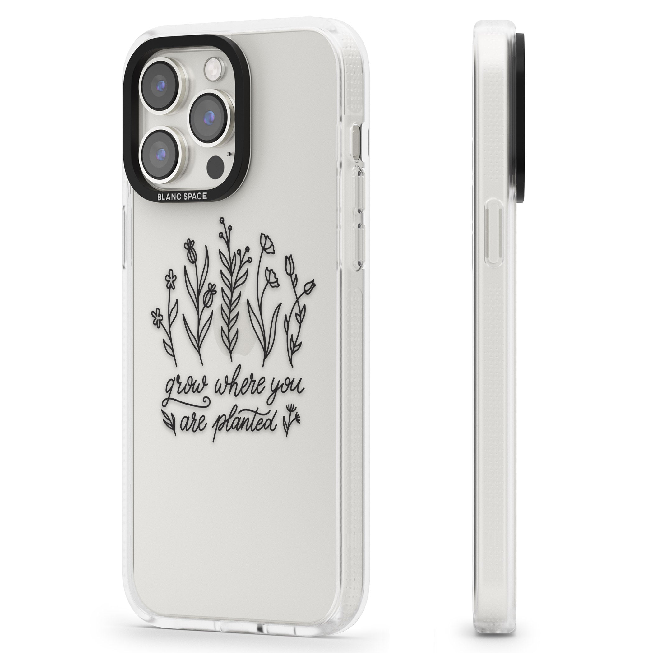 Grow where you are planted iPhone 15 Pro Max / 15 Pro / 14 Pro Max / 14 Pro / 13 Pro Clear Case Impact Air - Blanc Space