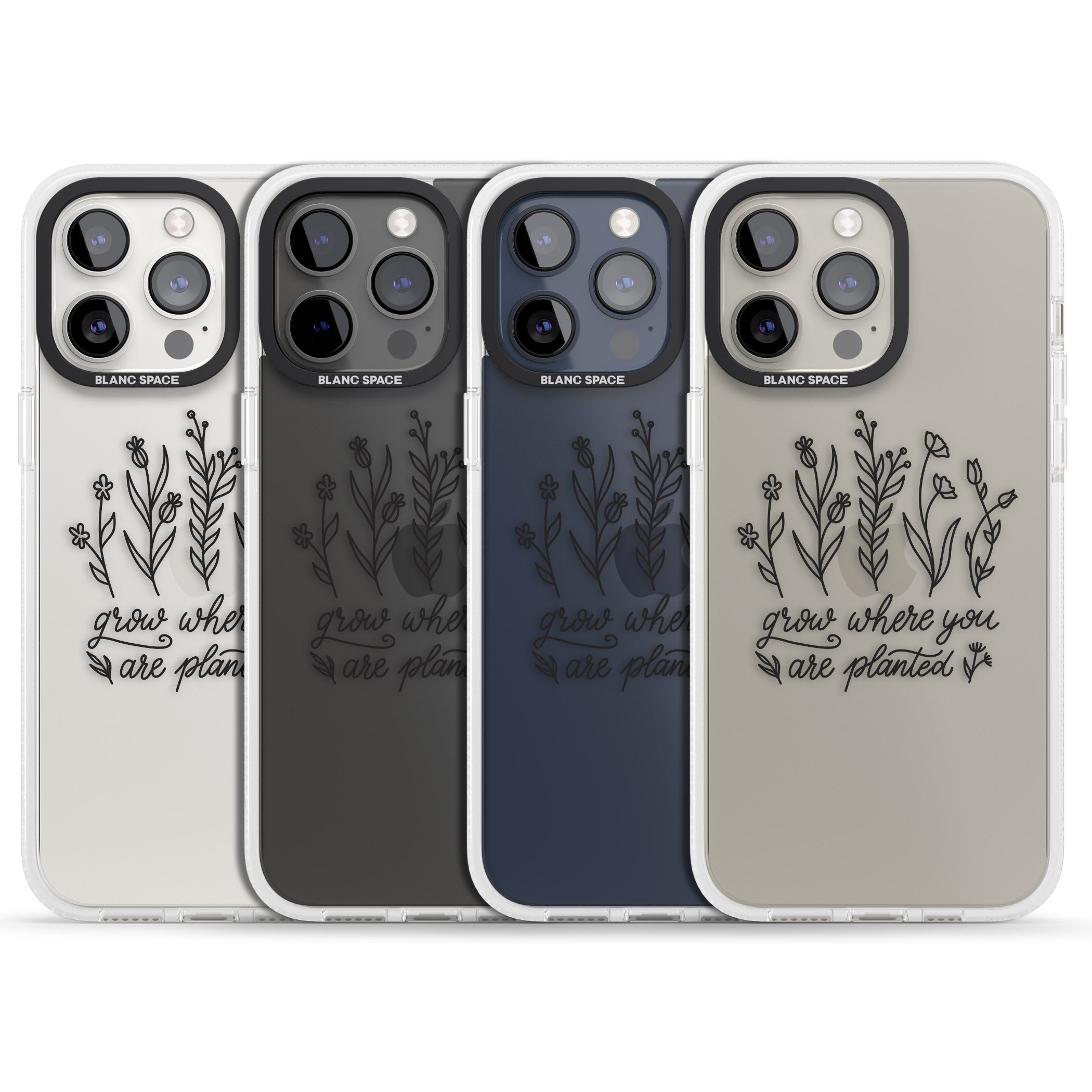 Grow where you are planted iPhone 15 Pro Max / 15 Pro / 14 Pro Max / 14 Pro / 13 Pro Clear Case Impact Air - Blanc Space