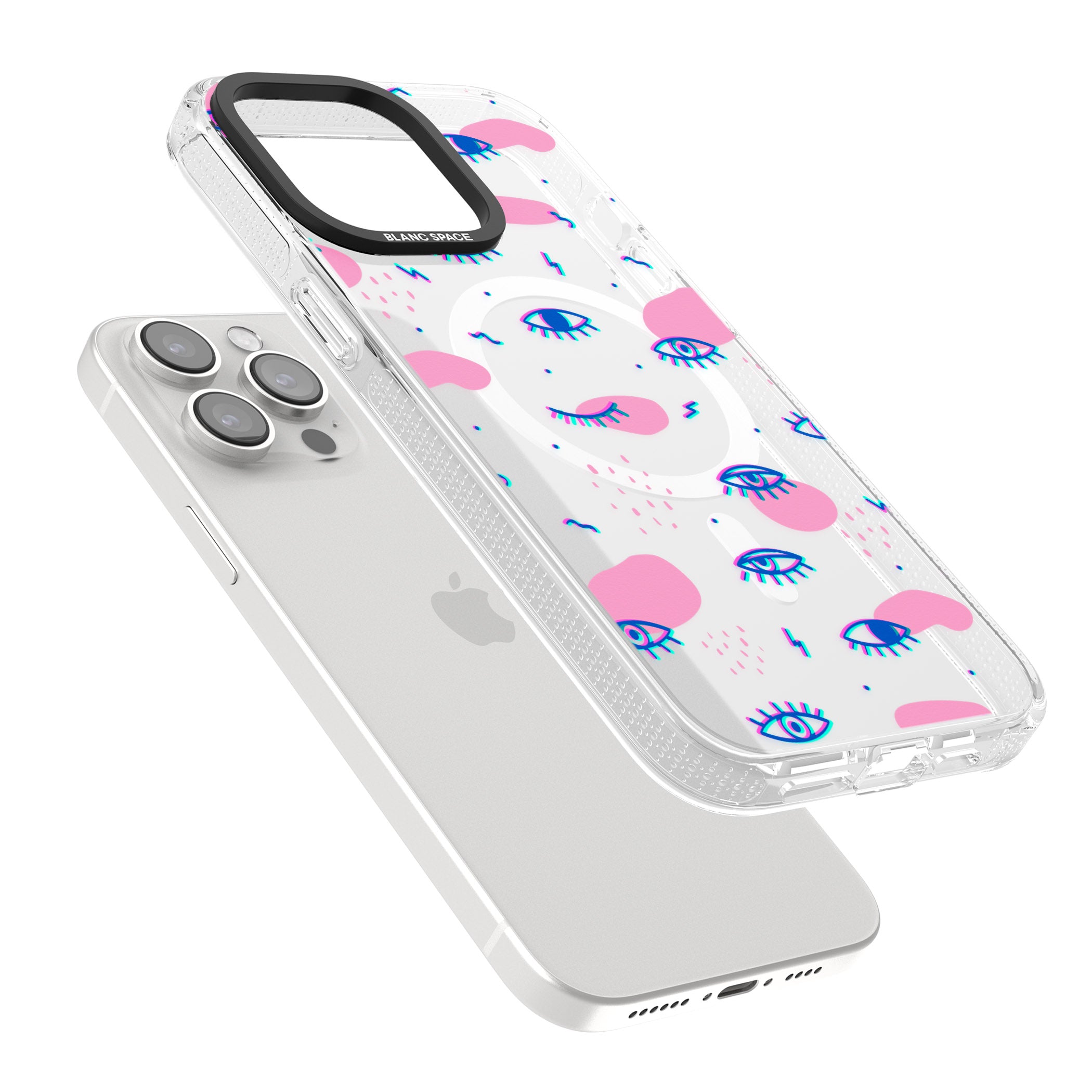 Pink Eye Blotches iPhone 15 Pro Max / 15 Pro / 14 Pro Max / 14 Pro / 13 Pro Clear Case Impact Air - Blanc Space