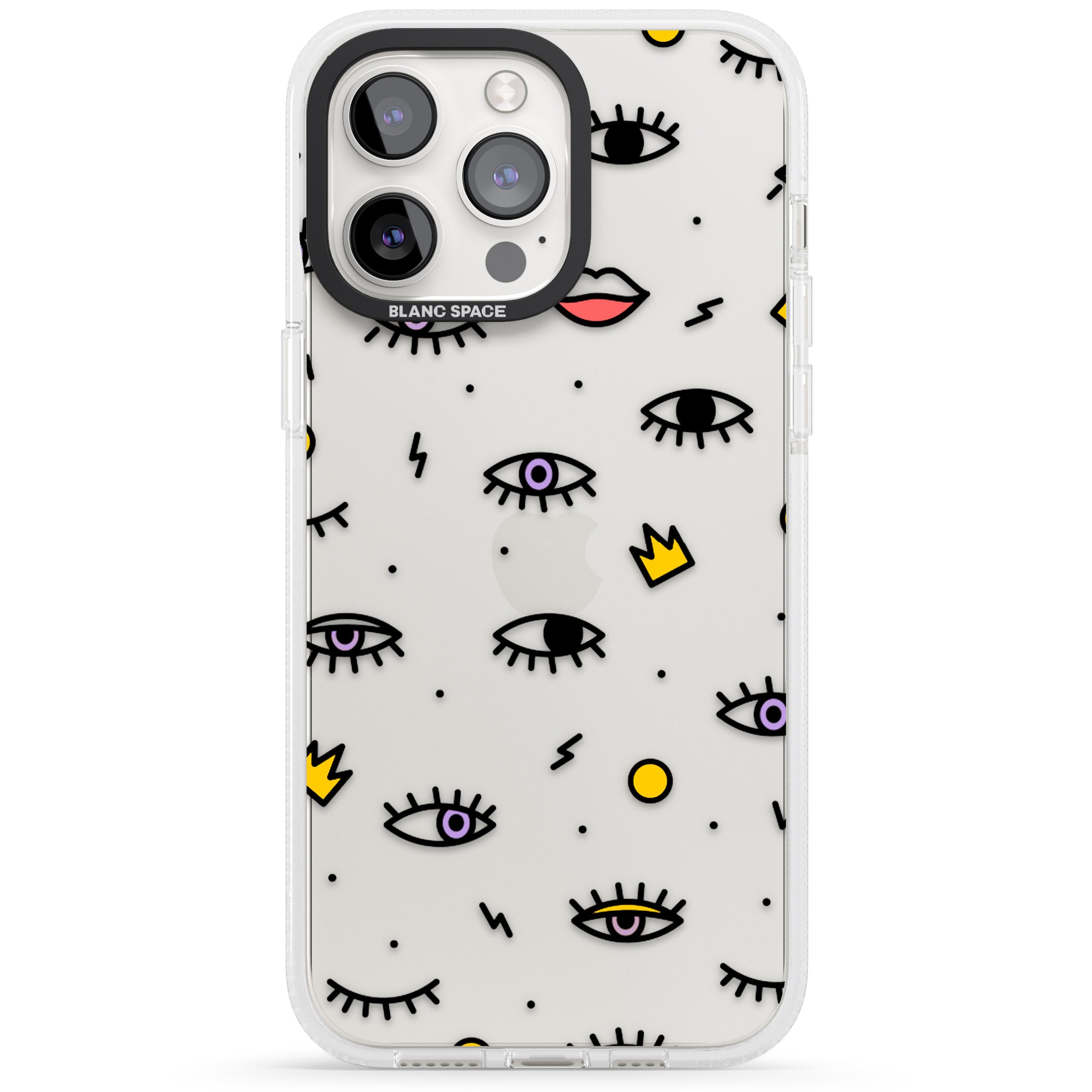 Eyes & Lips Icons iPhone 15 Pro Max / 15 Pro / 14 Pro Max / 14 Pro / 13 Pro Clear Case Impact Air - Blanc Space