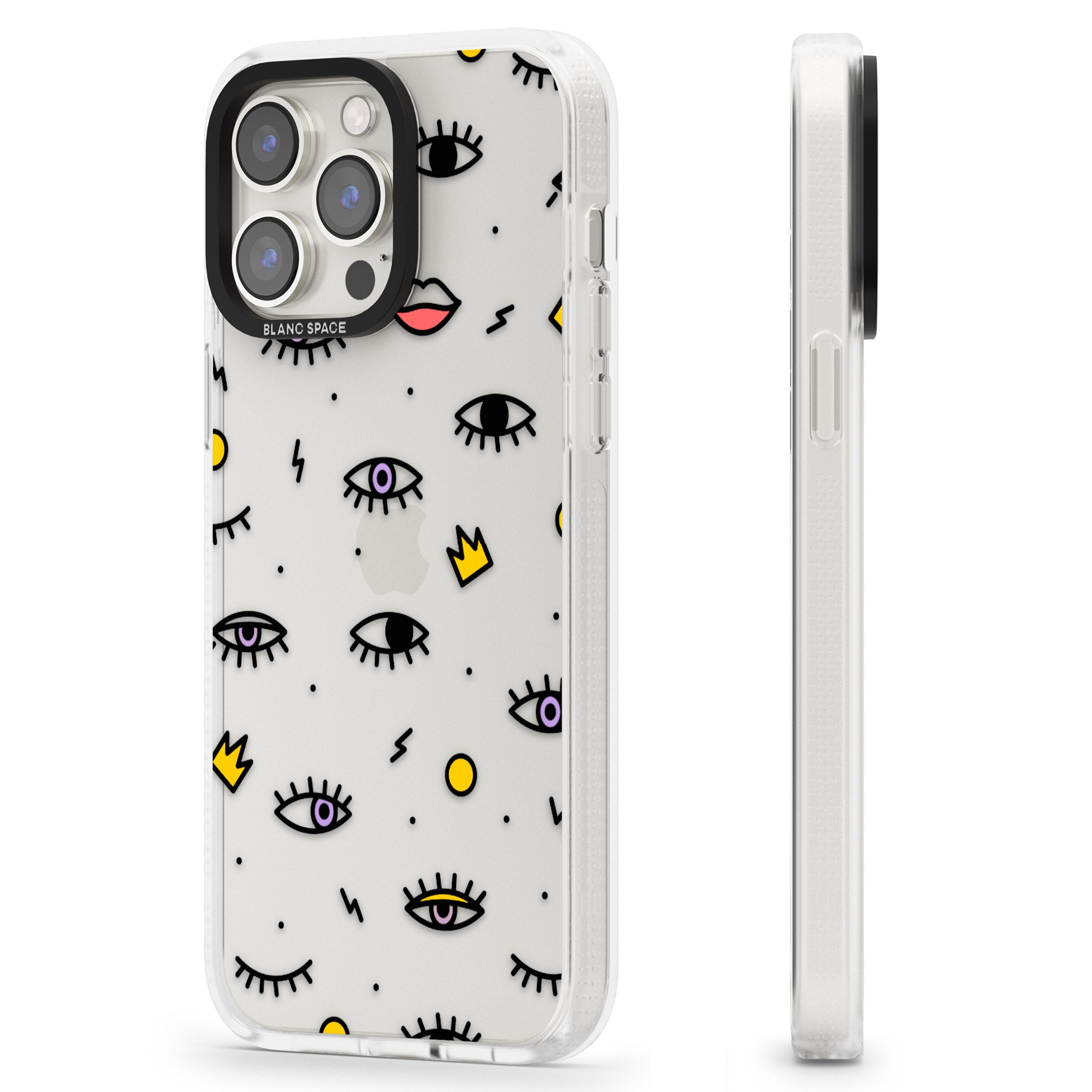 Eyes & Lips Icons iPhone 15 Pro Max / 15 Pro / 14 Pro Max / 14 Pro / 13 Pro Clear Case Impact Air - Blanc Space