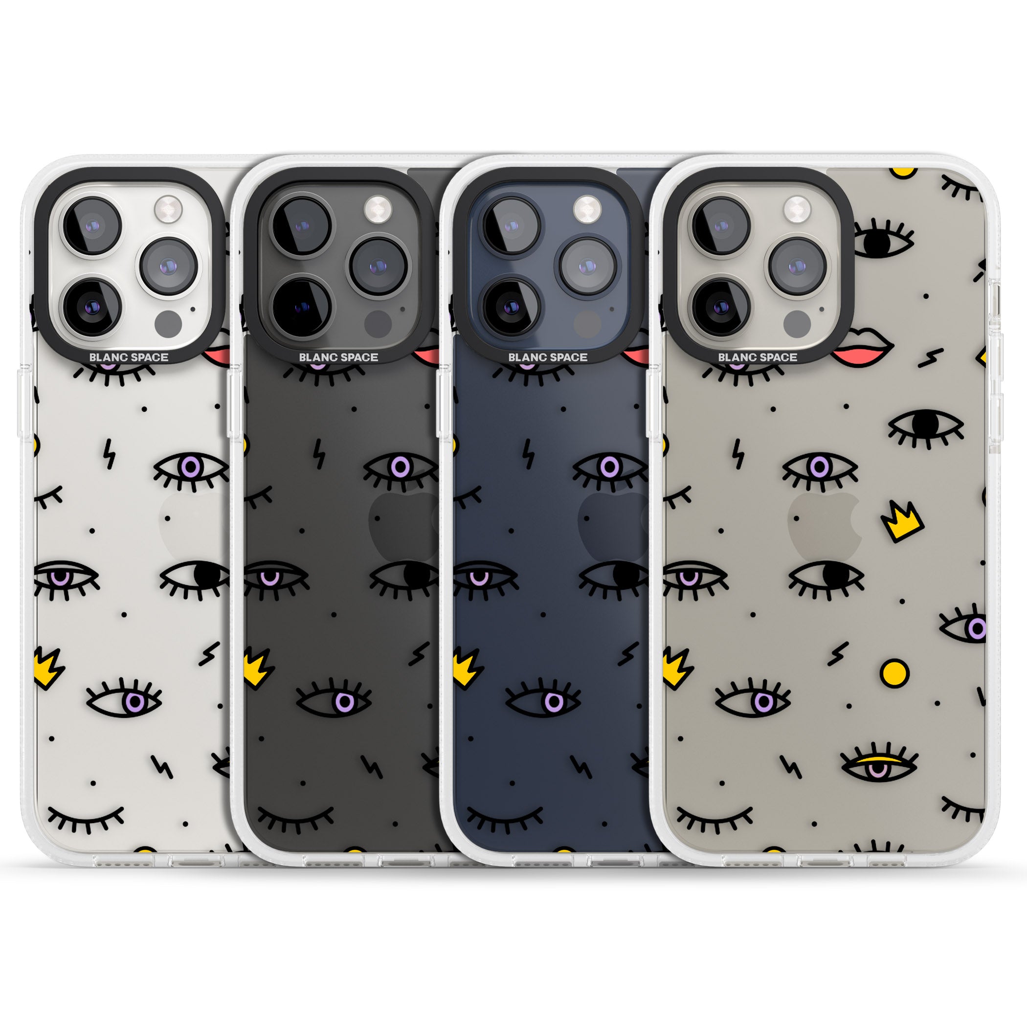 Eyes & Lips Icons iPhone 15 Pro Max / 15 Pro / 14 Pro Max / 14 Pro / 13 Pro Clear Case Impact Air - Blanc Space
