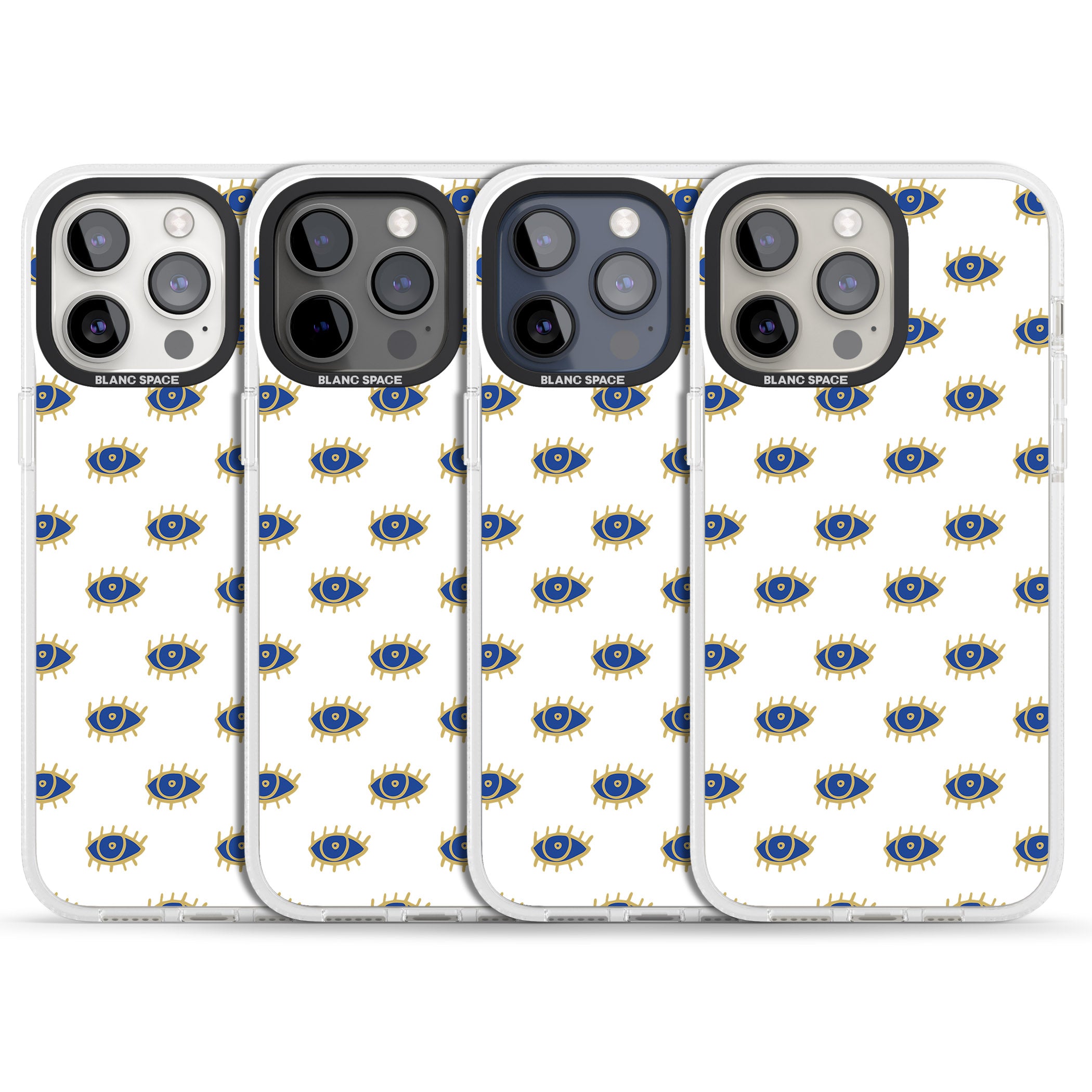 Gold Eyes Psychedelic Eyes Pattern iPhone 15 Pro Max / 15 Pro / 14 Pro Max / 14 Pro / 13 Pro Clear Case Impact Air - Blanc Space