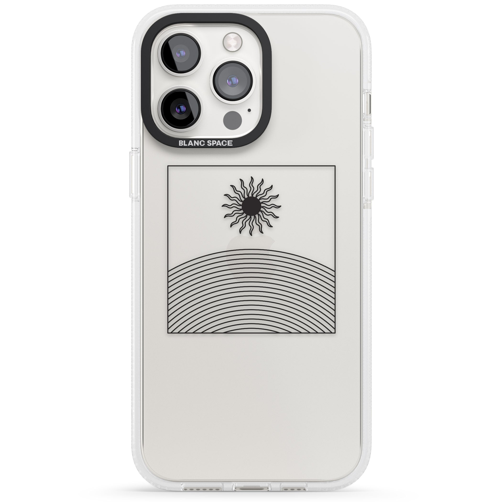 Framed Linework: Rising Sun iPhone 15 Pro Max / 15 Pro / 14 Pro Max / 14 Pro / 13 Pro Clear Case Impact Air - Blanc Space