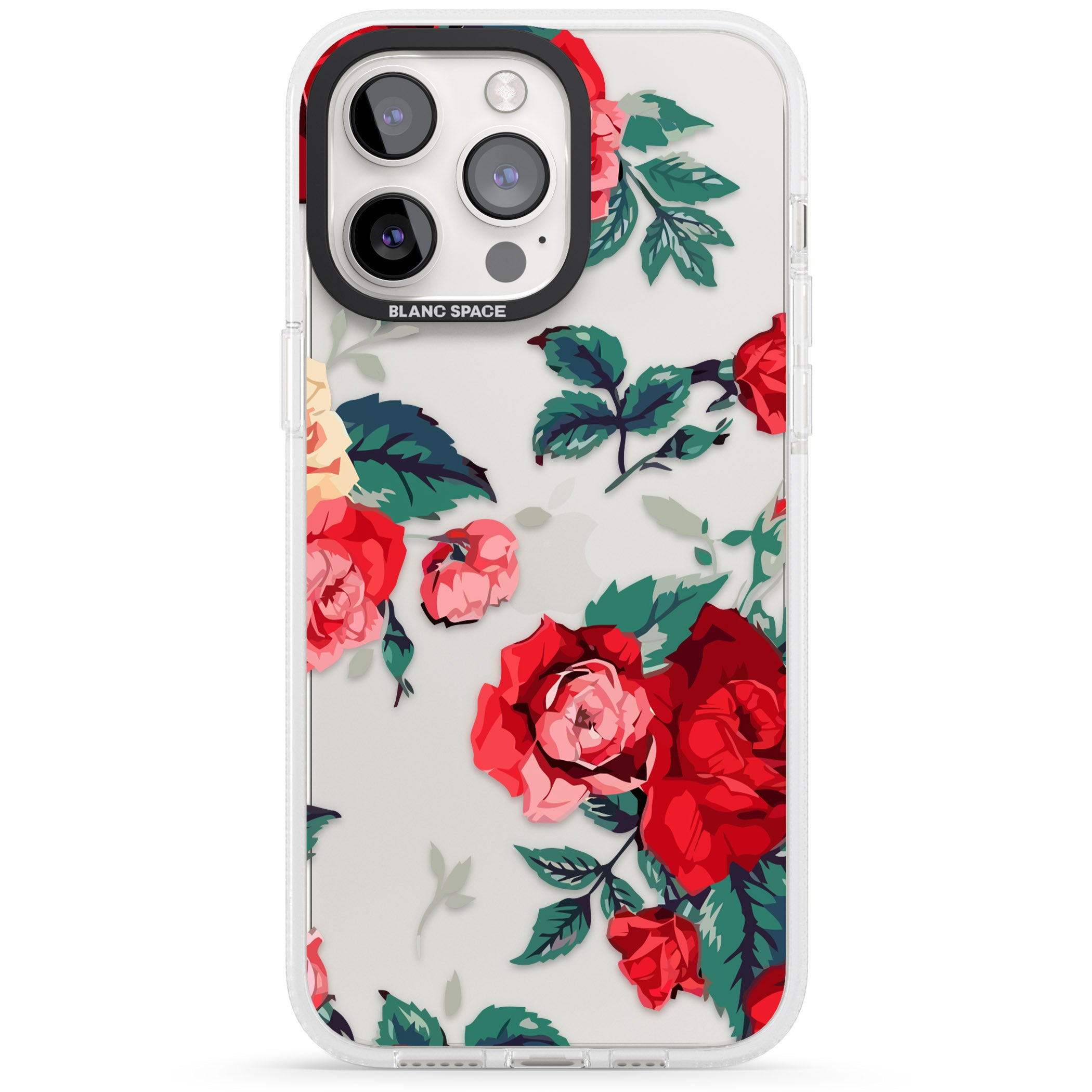 Rose Pattern iPhone 15 Pro Max / 15 Pro / 14 Pro Max / 14 Pro / 13 Pro Clear Case Impact Air - Blanc Space