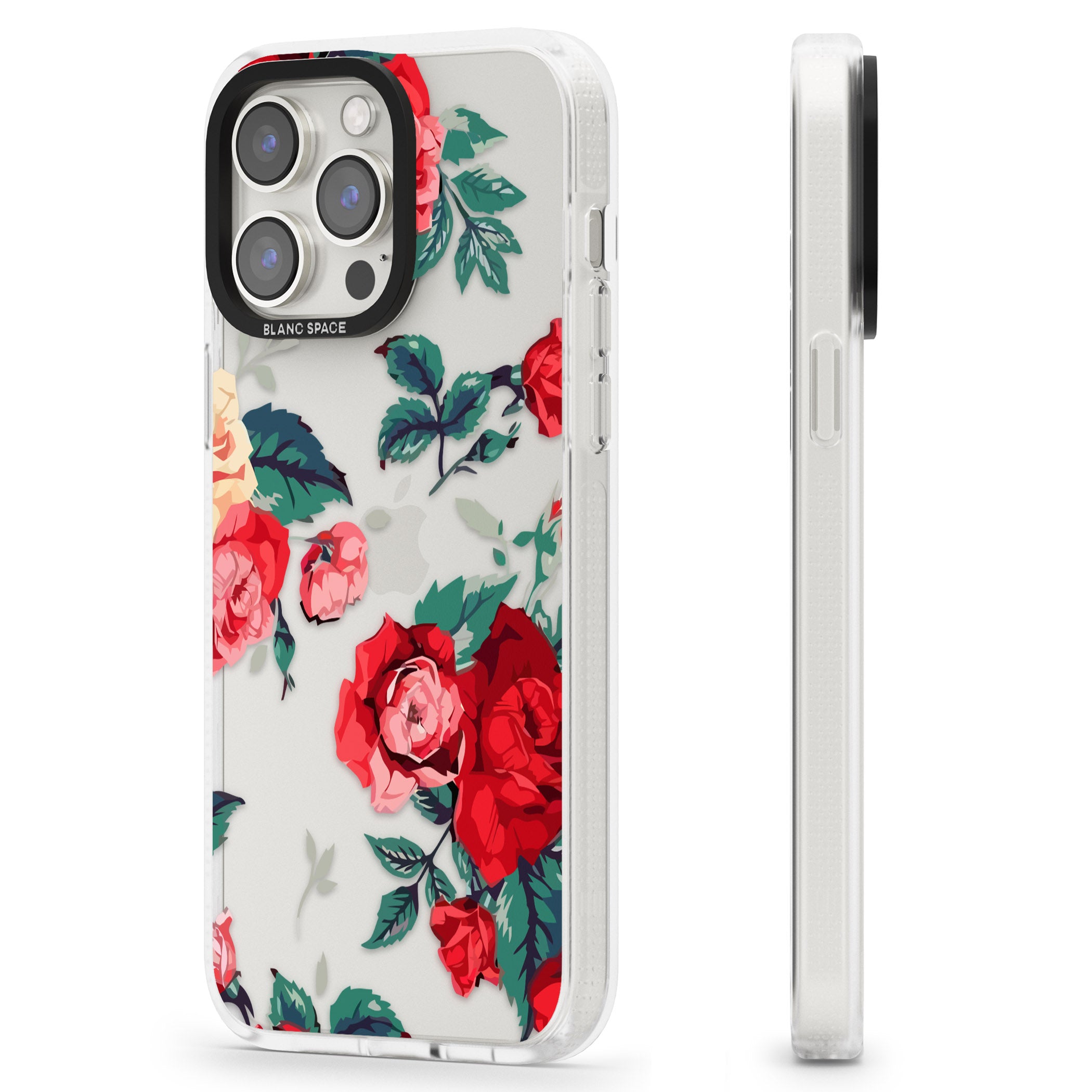 Rose Pattern iPhone 15 Pro Max / 15 Pro / 14 Pro Max / 14 Pro / 13 Pro Clear Case Impact Air - Blanc Space