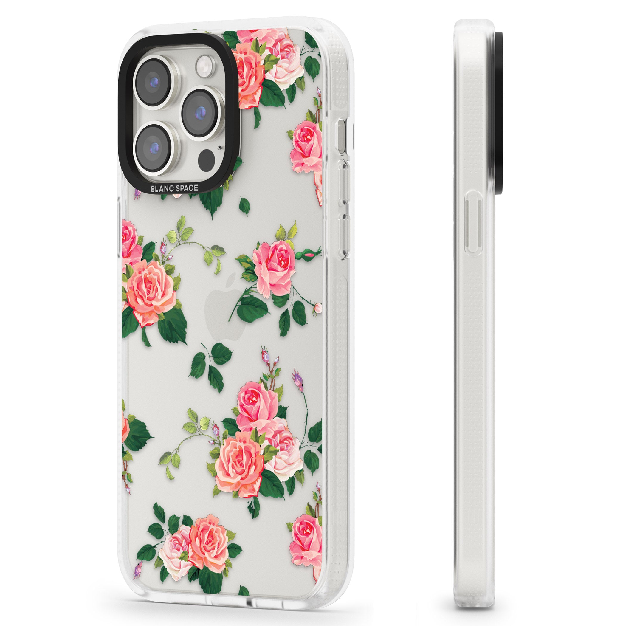 Pink Roses iPhone 15 Pro Max / 15 Pro / 14 Pro Max / 14 Pro / 13 Pro Clear Case Impact Air - Blanc Space