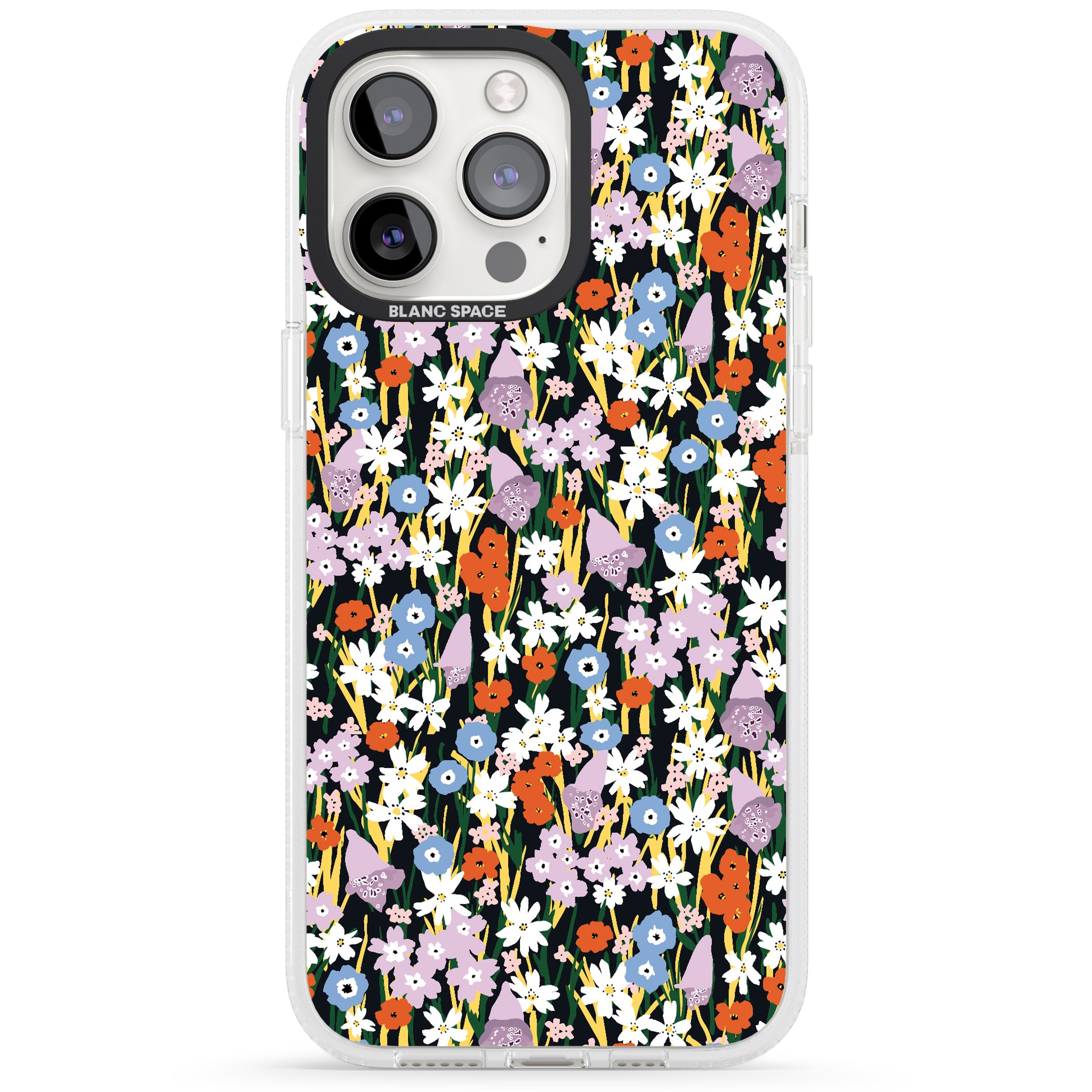 Energetic Floral Mix: Solid iPhone 15 Pro Max / 15 Pro / 14 Pro Max / 14 Pro / 13 Pro Clear Case Impact Air - Blanc Space