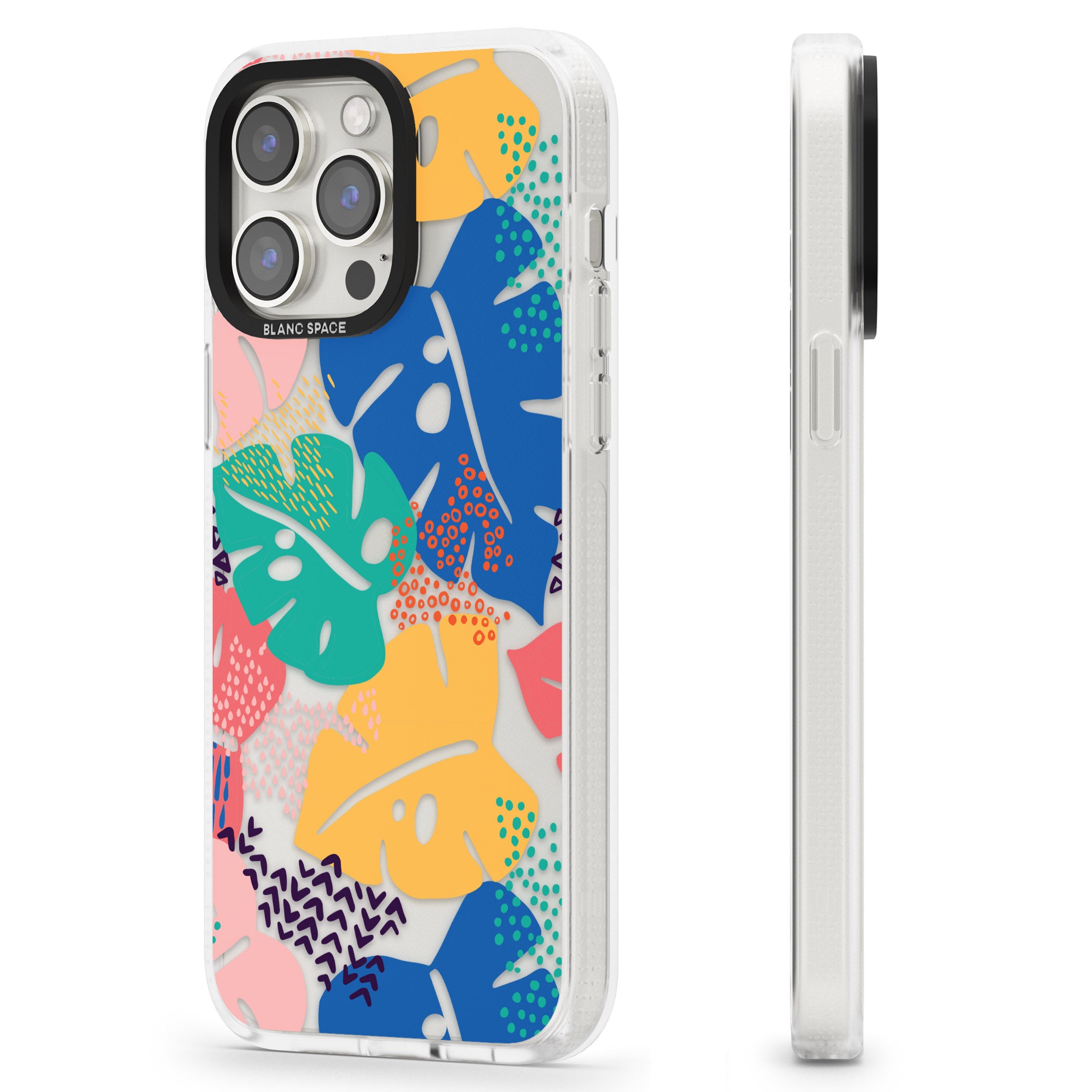 VIbrant Leaves iPhone 15 Pro Max / 15 Pro / 14 Pro Max / 14 Pro / 13 Pro Clear Case Impact Air - Blanc Space