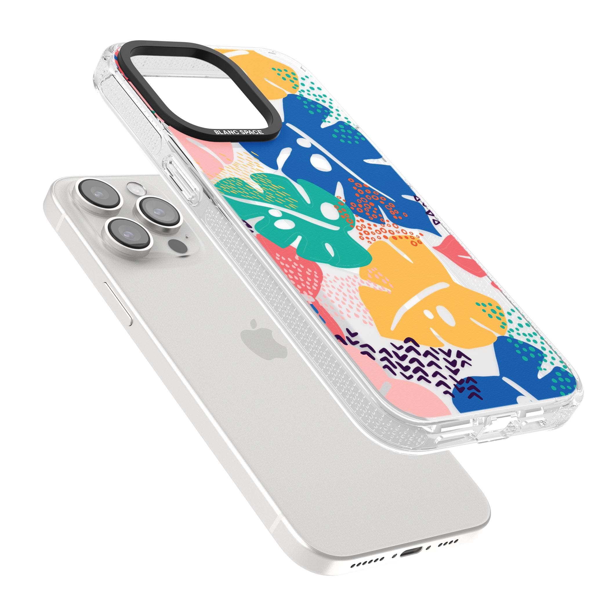 VIbrant Leaves iPhone 15 Pro Max / 15 Pro / 14 Pro Max / 14 Pro / 13 Pro Clear Case Impact Air - Blanc Space
