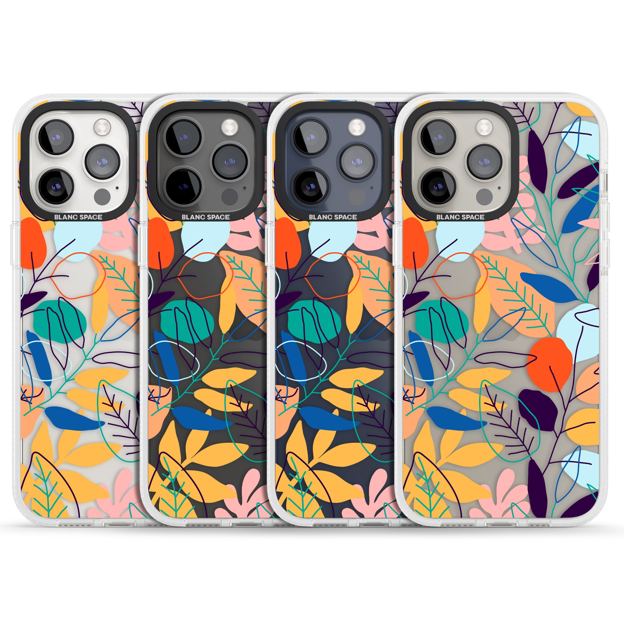 Abstract Line Drawn Leaves iPhone 15 Pro Max / 15 Pro / 14 Pro Max / 14 Pro / 13 Pro Clear Case Impact Air - Blanc Space