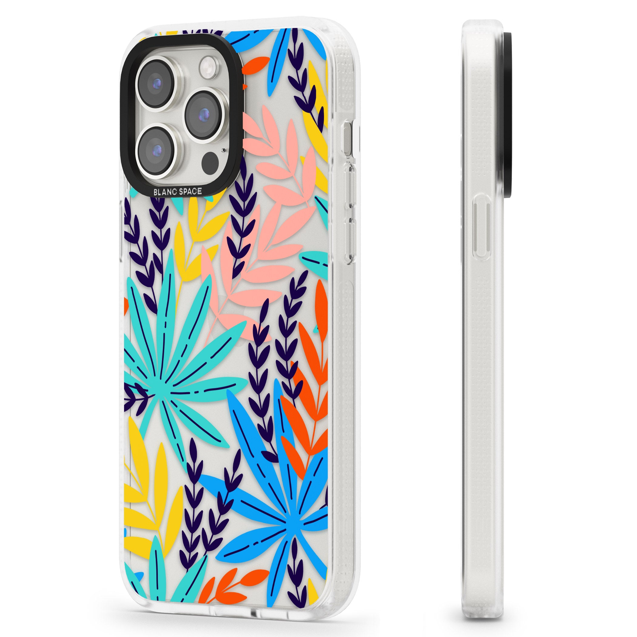 Tropical Palm Leaves iPhone 15 Pro Max / 15 Pro / 14 Pro Max / 14 Pro / 13 Pro Clear Case Impact Air - Blanc Space