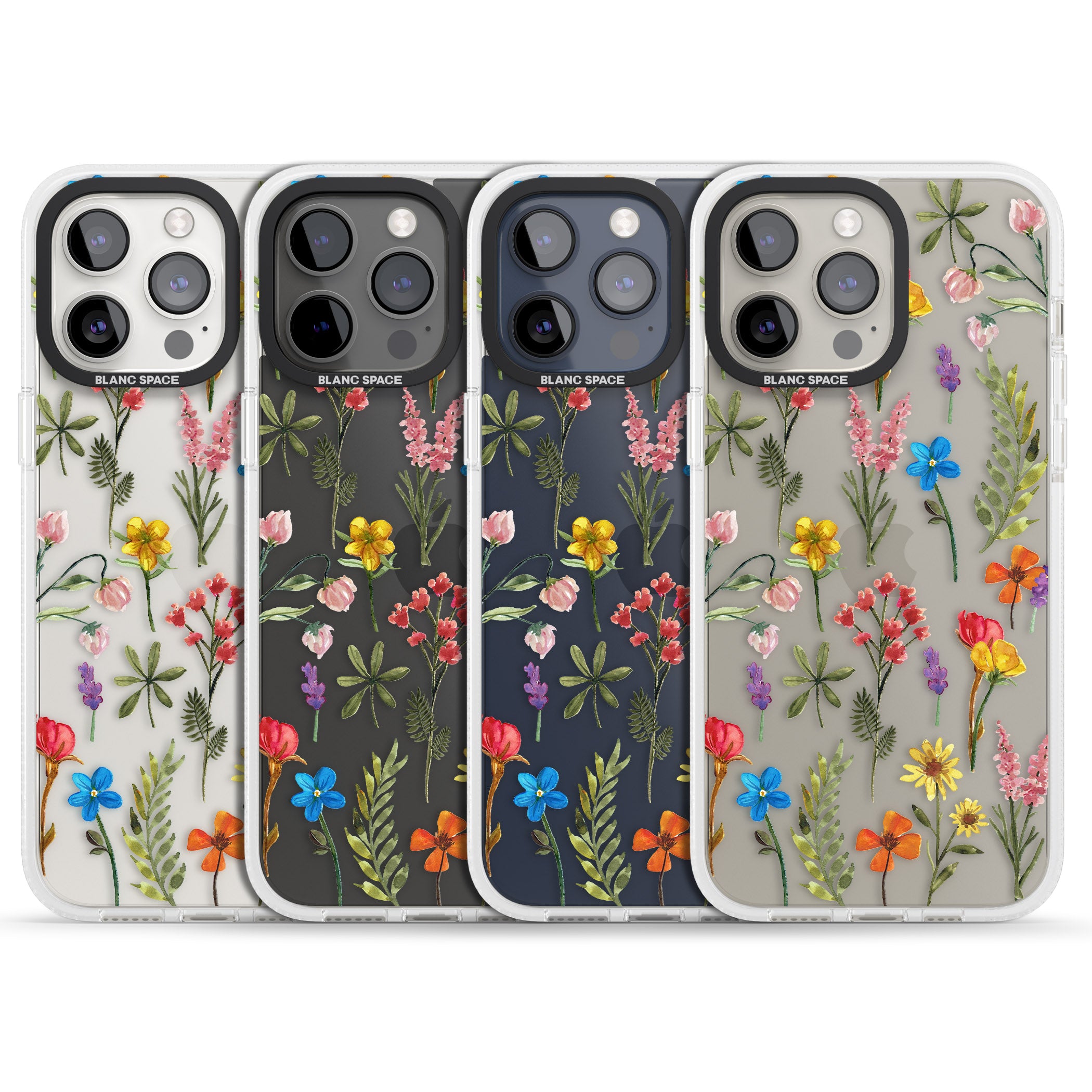 Spring Botanicals iPhone 15 Pro Max / 15 Pro / 14 Pro Max / 14 Pro / 13 Pro Clear Case Impact Air - Blanc Space