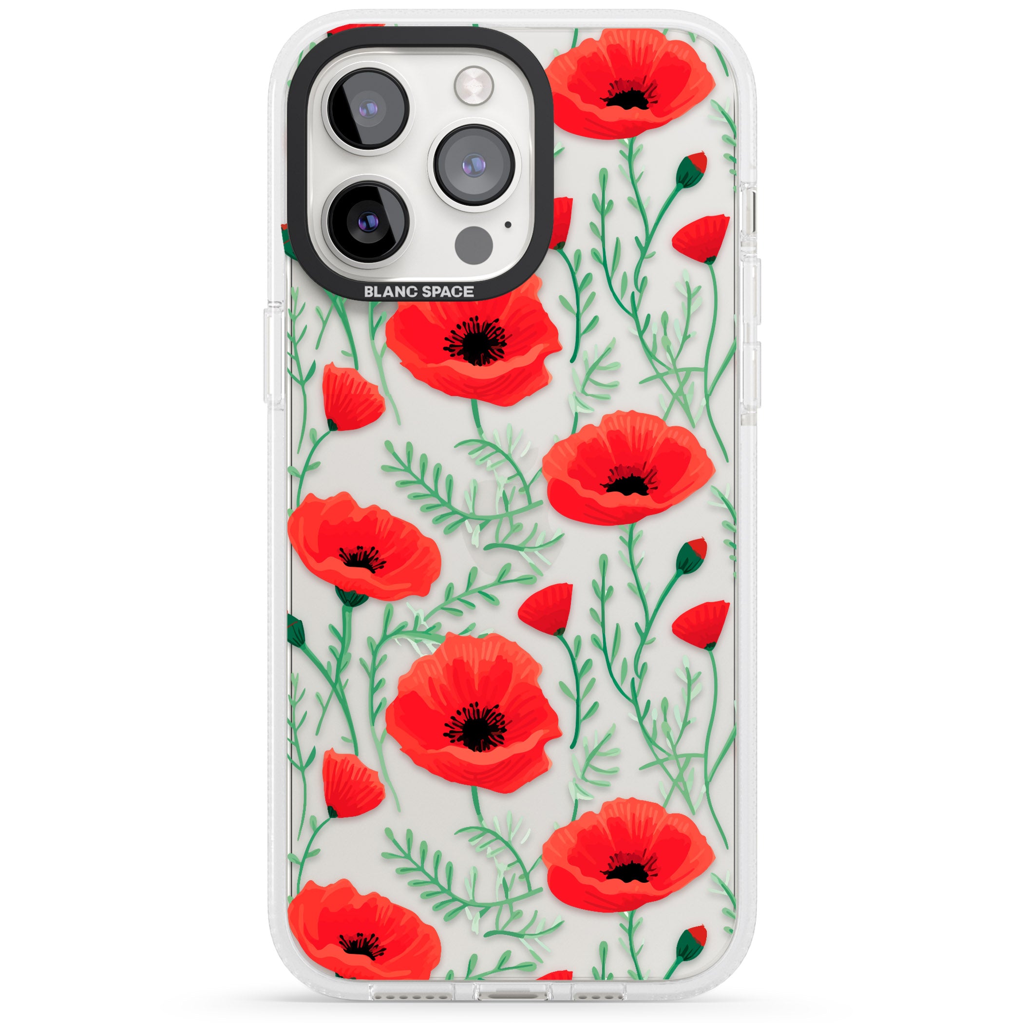 Poppy Garden iPhone 15 Pro Max / 15 Pro / 14 Pro Max / 14 Pro / 13 Pro Clear Case Impact Air - Blanc Space