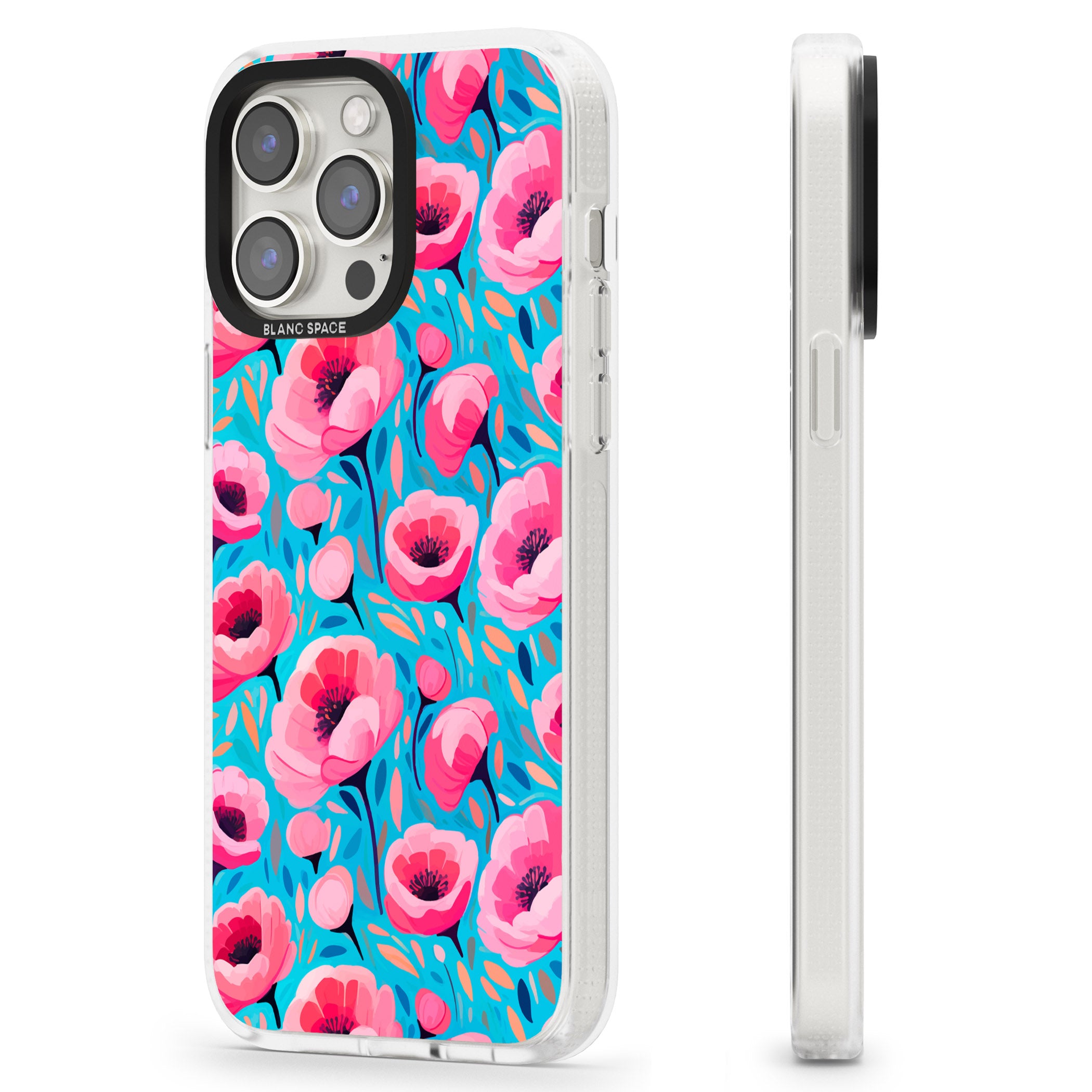 Tropical Pink Poppies iPhone 15 Pro Max / 15 Pro / 14 Pro Max / 14 Pro / 13 Pro Clear Case Impact Air - Blanc Space