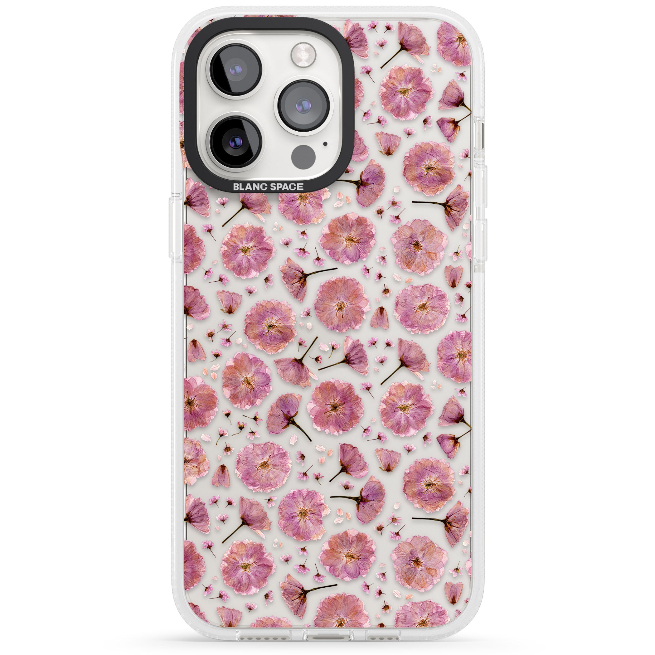 Pink Flowers & Blossoms Transparent Design iPhone 15 Pro Max / 15 Pro / 14 Pro Max / 14 Pro / 13 Pro Clear Case Impact Air - Blanc Space