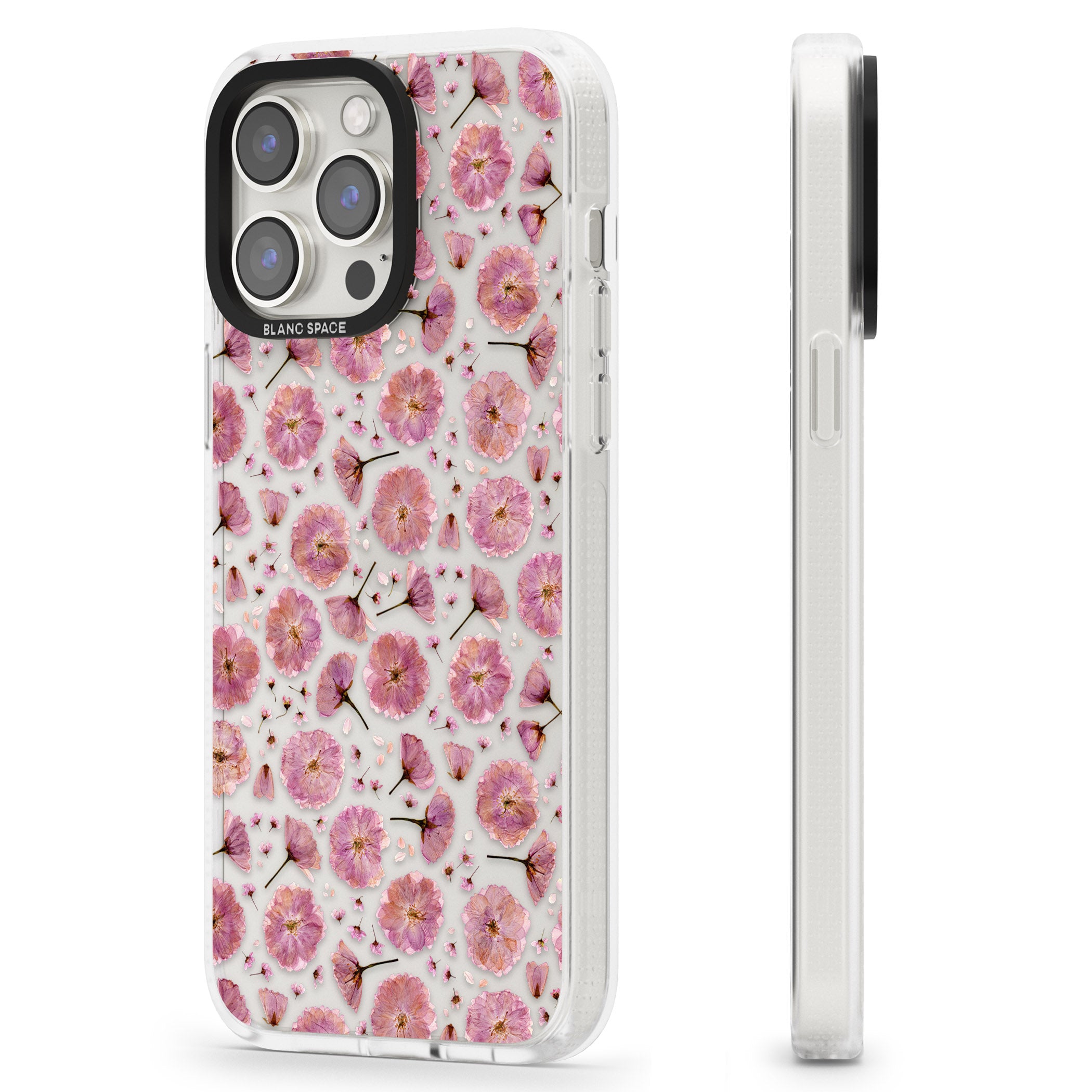 Pink Flowers & Blossoms Transparent Design iPhone 15 Pro Max / 15 Pro / 14 Pro Max / 14 Pro / 13 Pro Clear Case Impact Air - Blanc Space