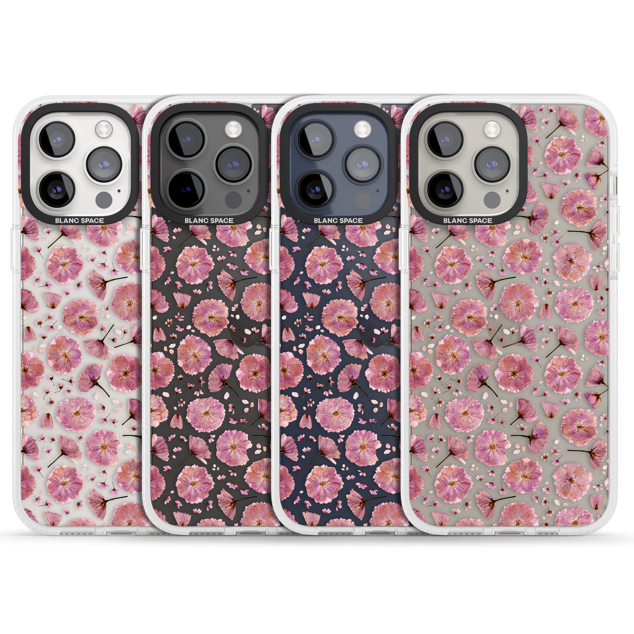 Pink Flowers & Blossoms Transparent Design iPhone 15 Pro Max / 15 Pro / 14 Pro Max / 14 Pro / 13 Pro Clear Case Impact Air - Blanc Space